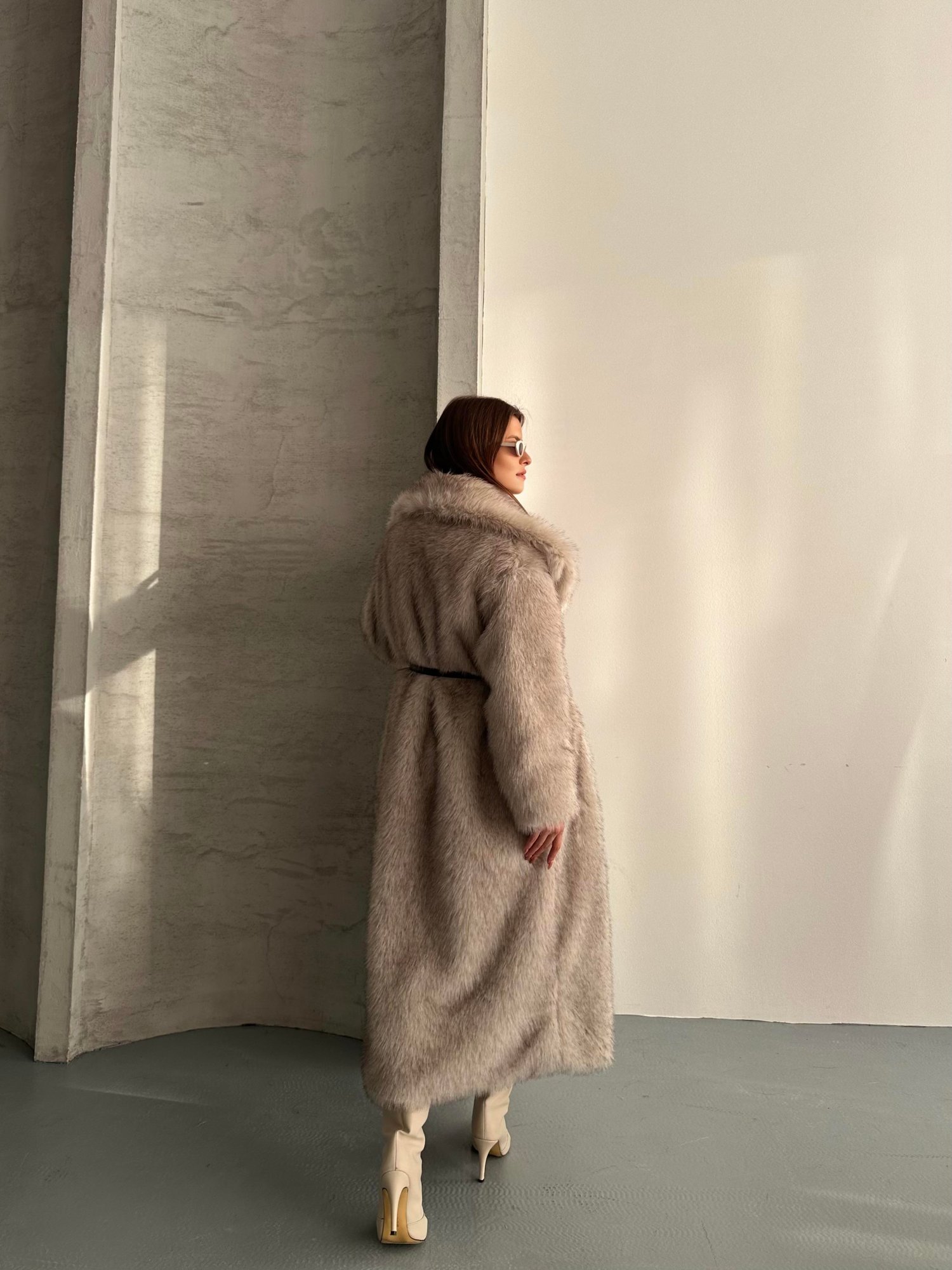 Geniş Yaka Oversize Uzun Kürk