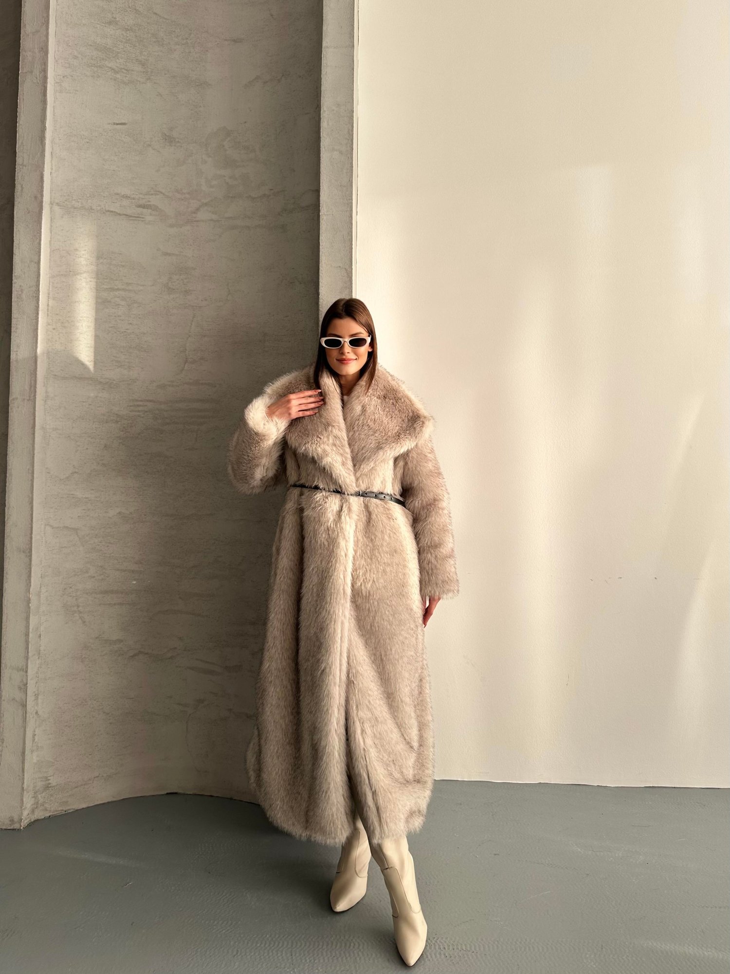 Geniş Yaka Oversize Uzun Kürk