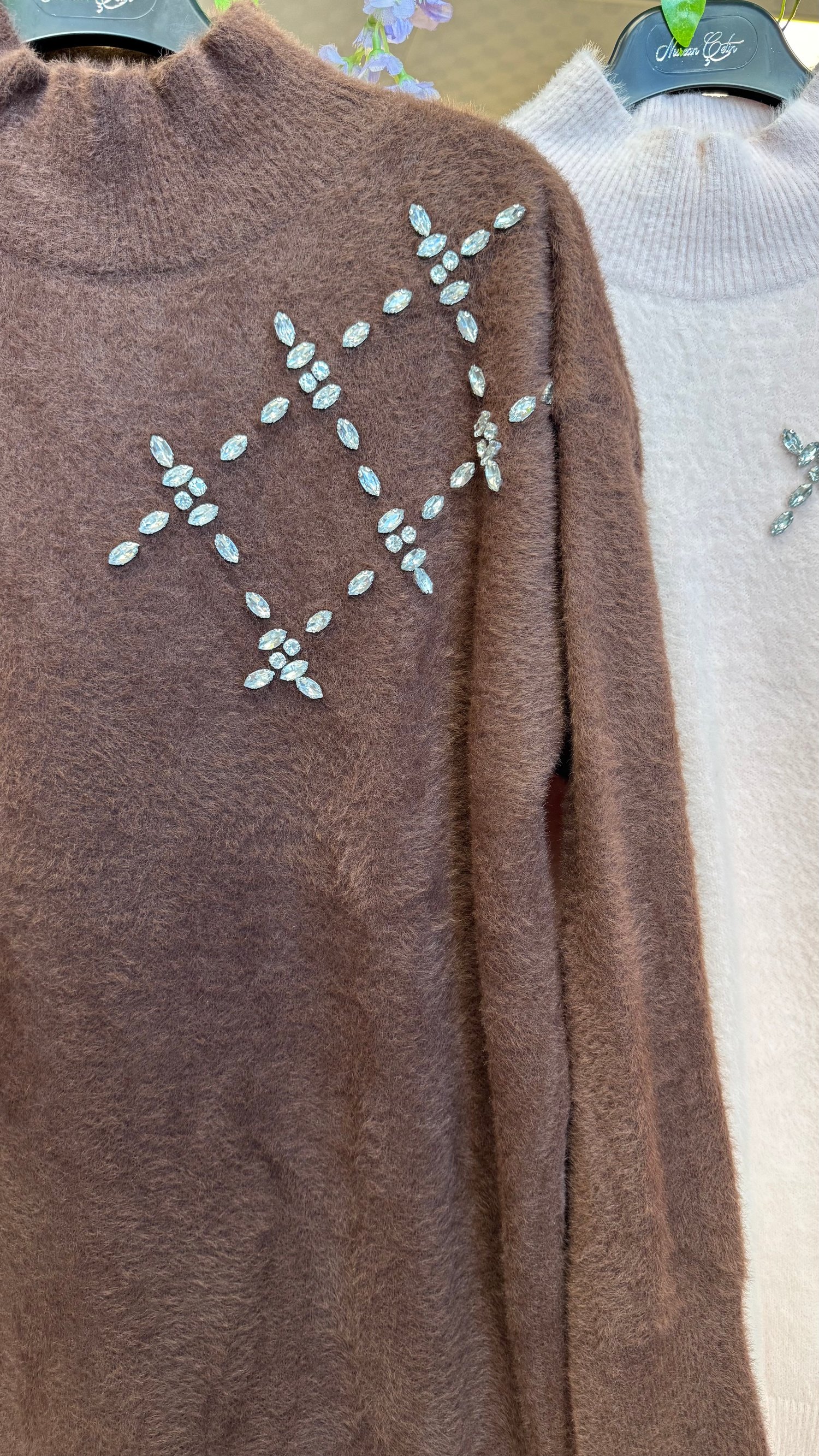 Geometrik Taş İşlemeli Triko Tunik - 1452