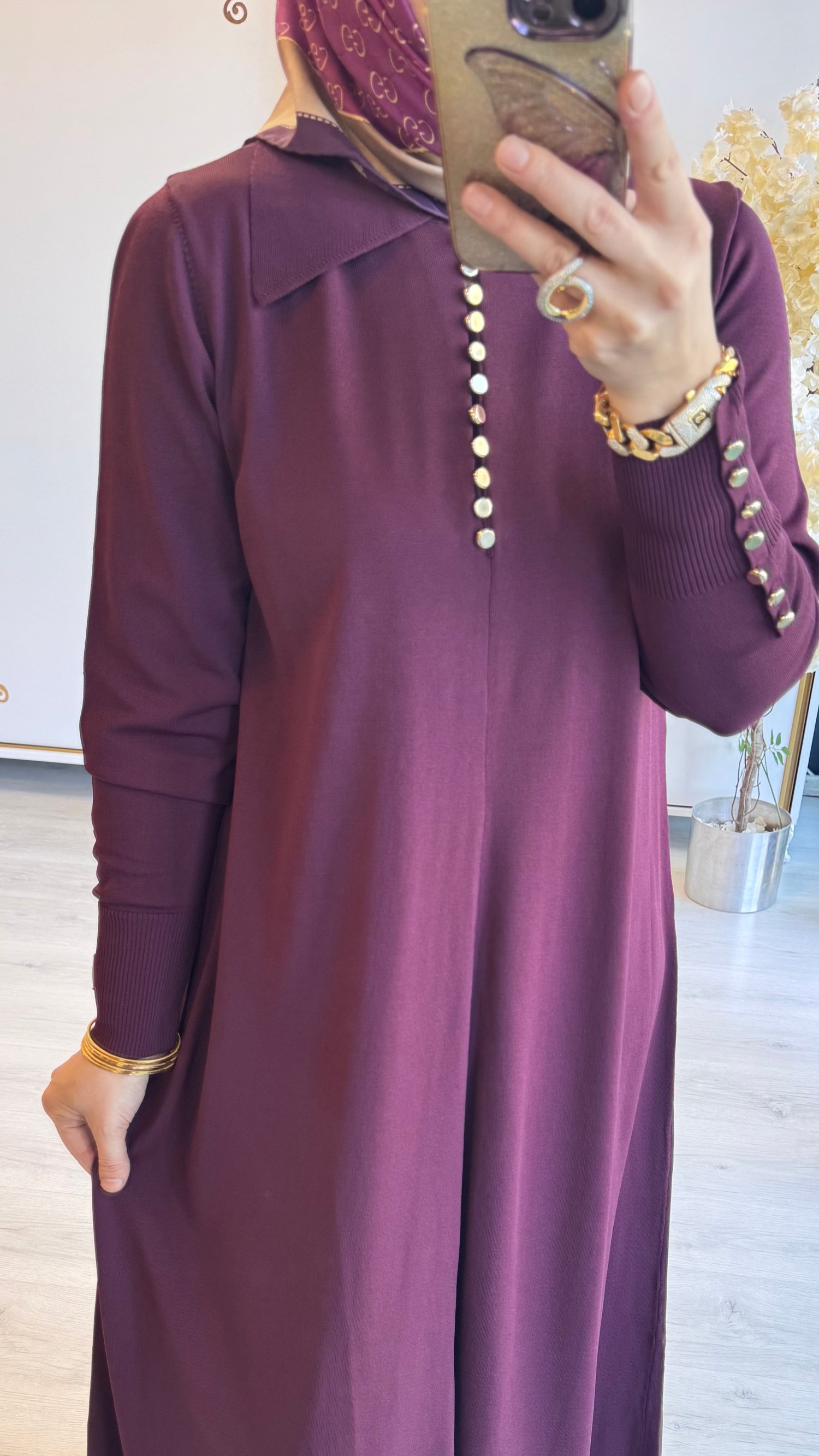 Niliwi Merserize Elbise Bordo - 1398