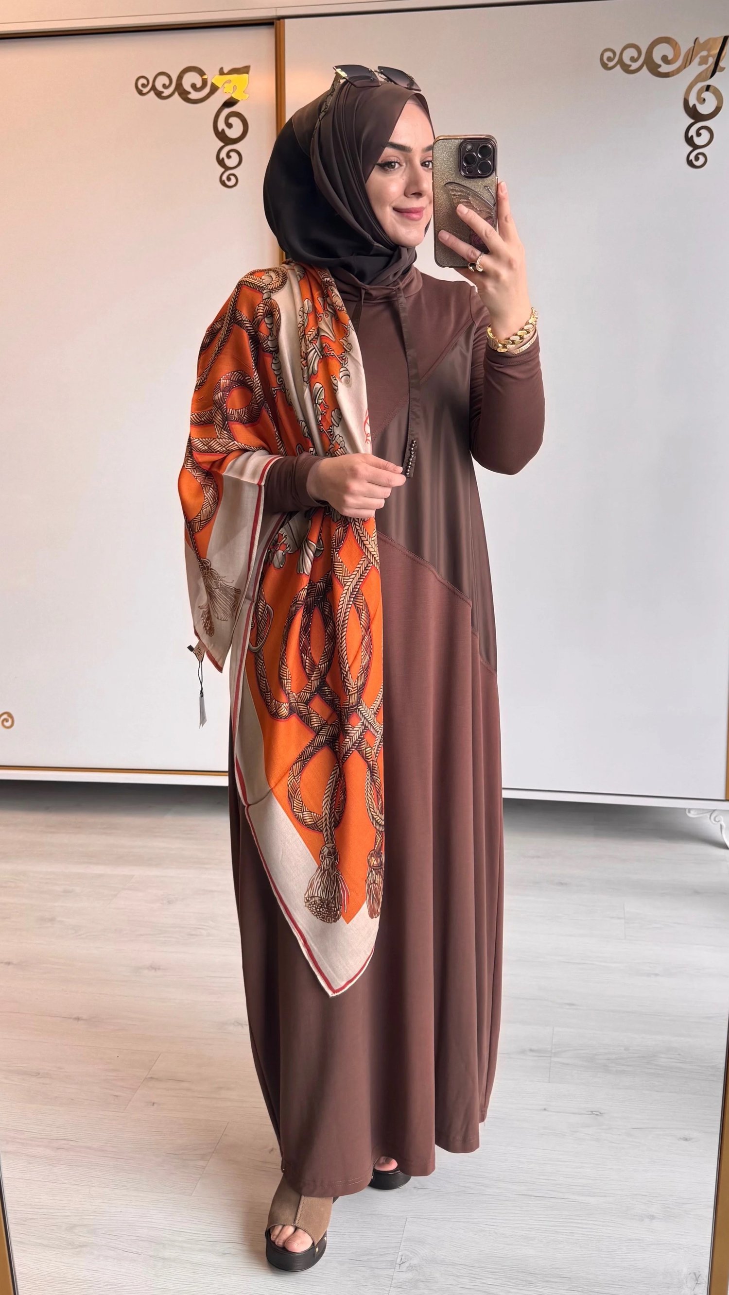 Nurcan Çetin Elbise Kahverengi - 1237