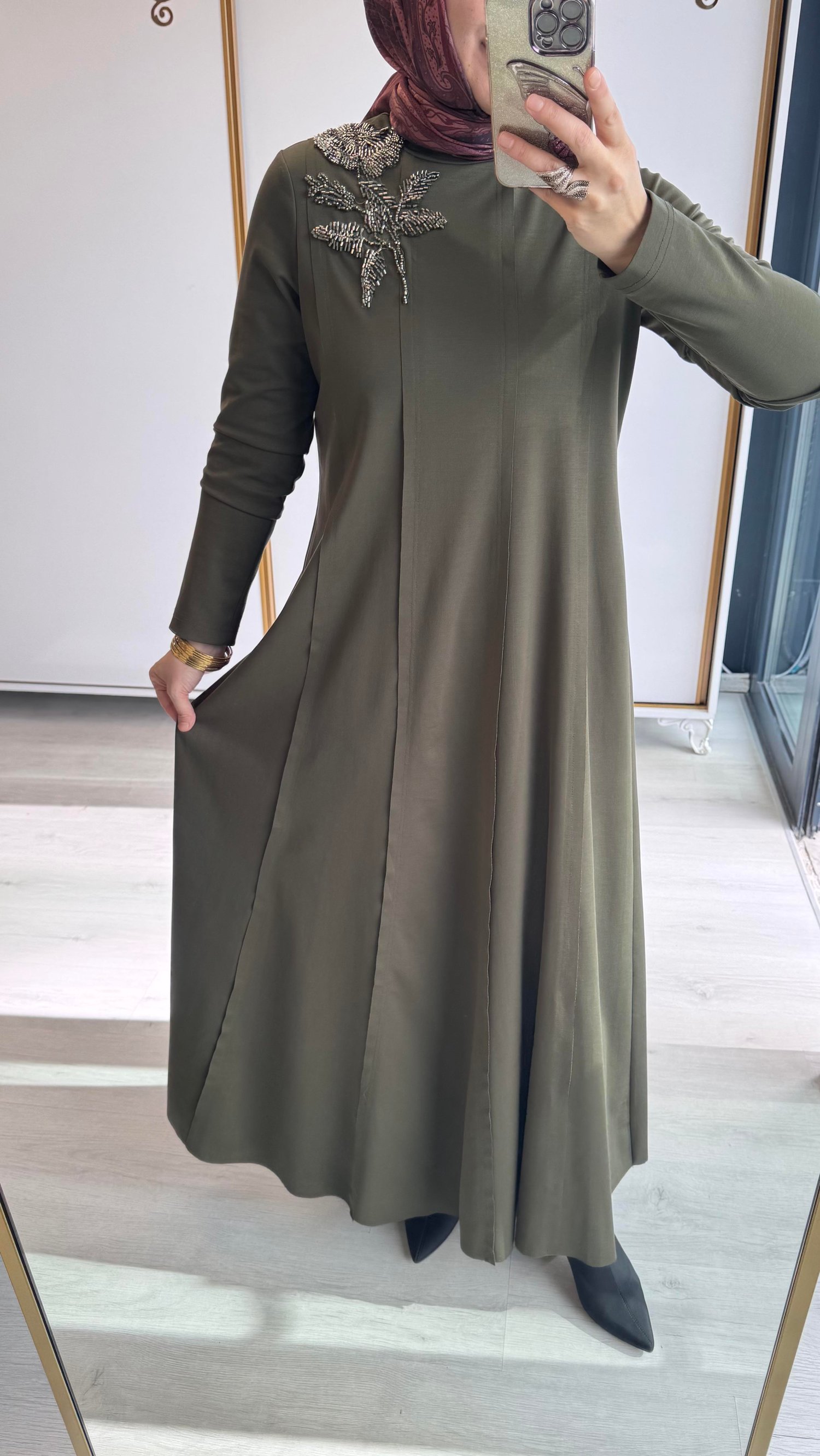 Nurcan Çetin Parçalı Elbise Haki