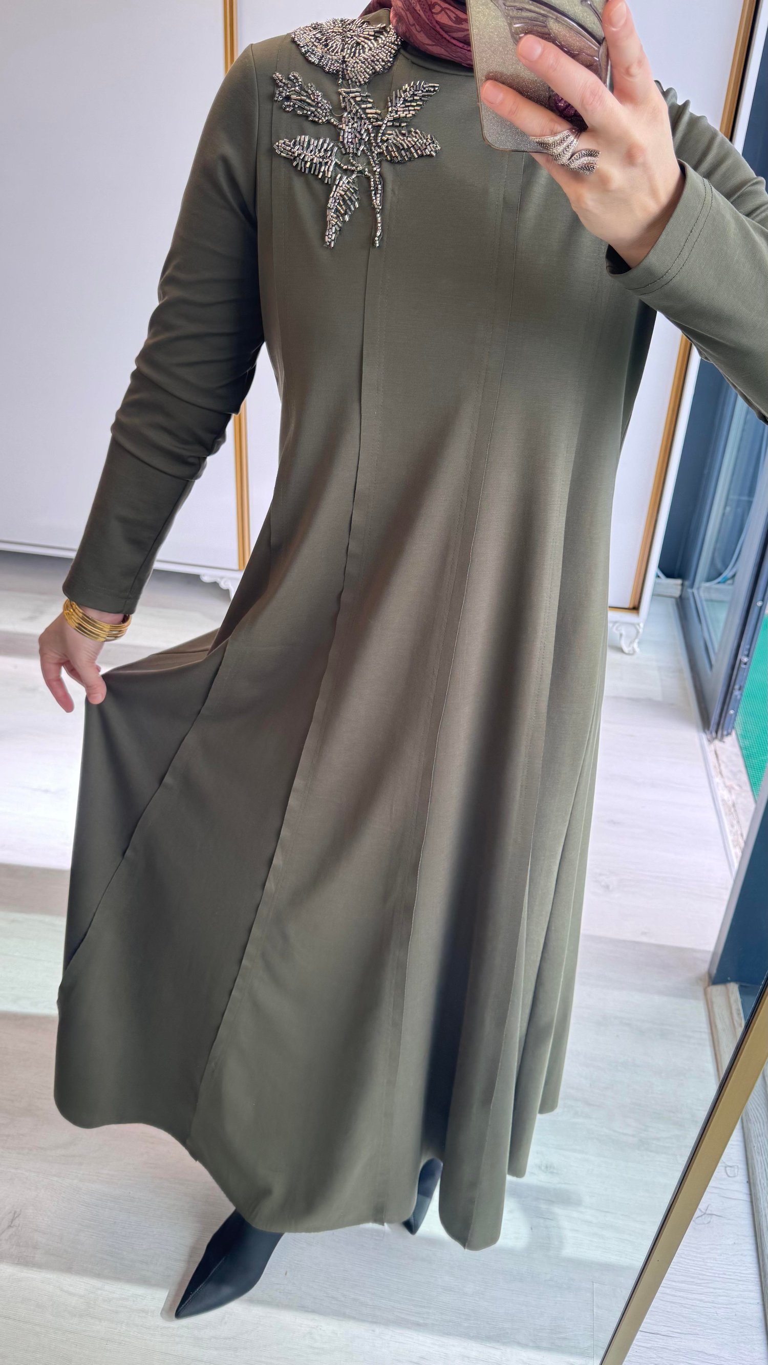 Nurcan Çetin Parçalı Elbise Haki