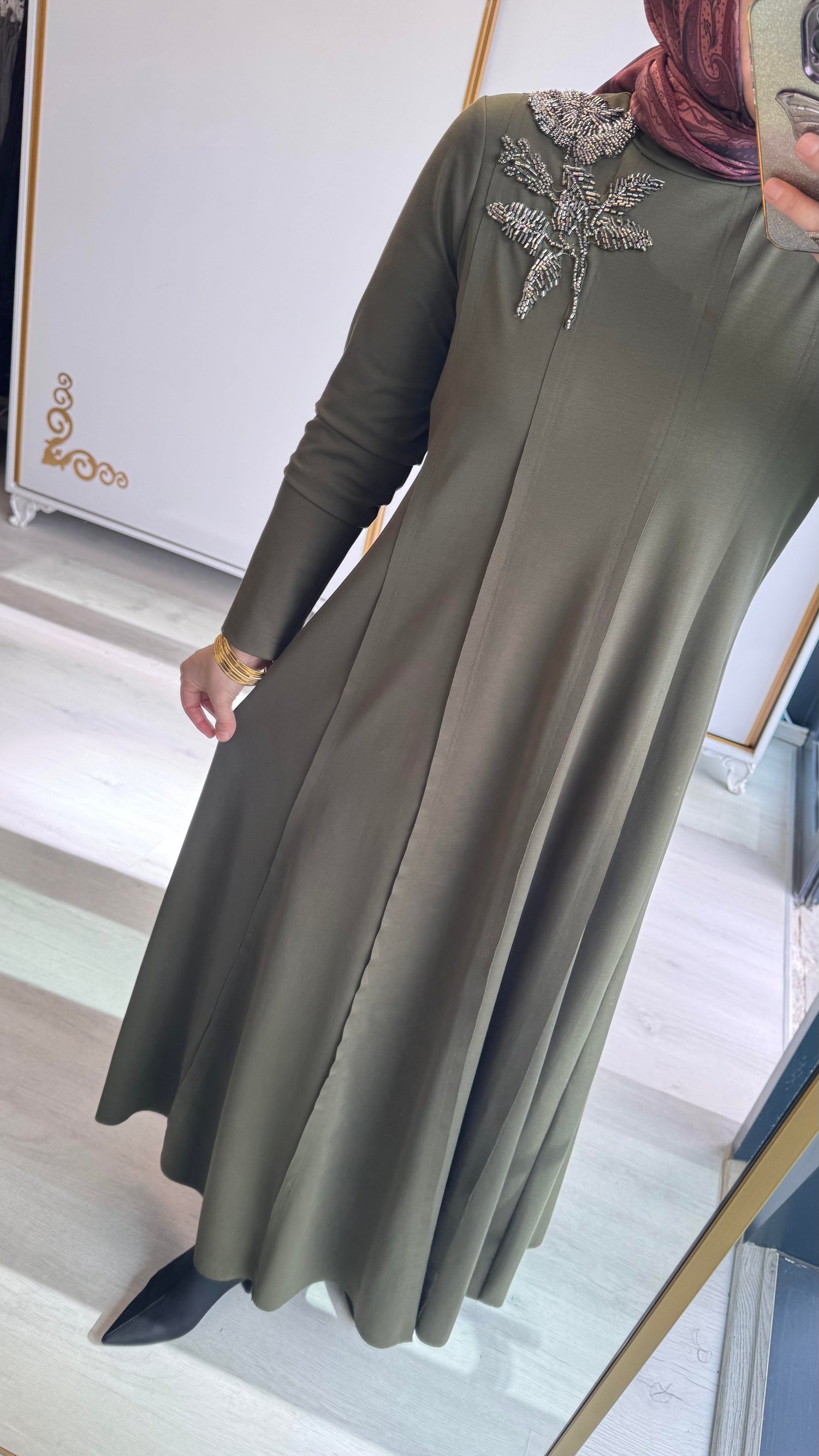 Nurcan Çetin Parçalı Elbise Haki