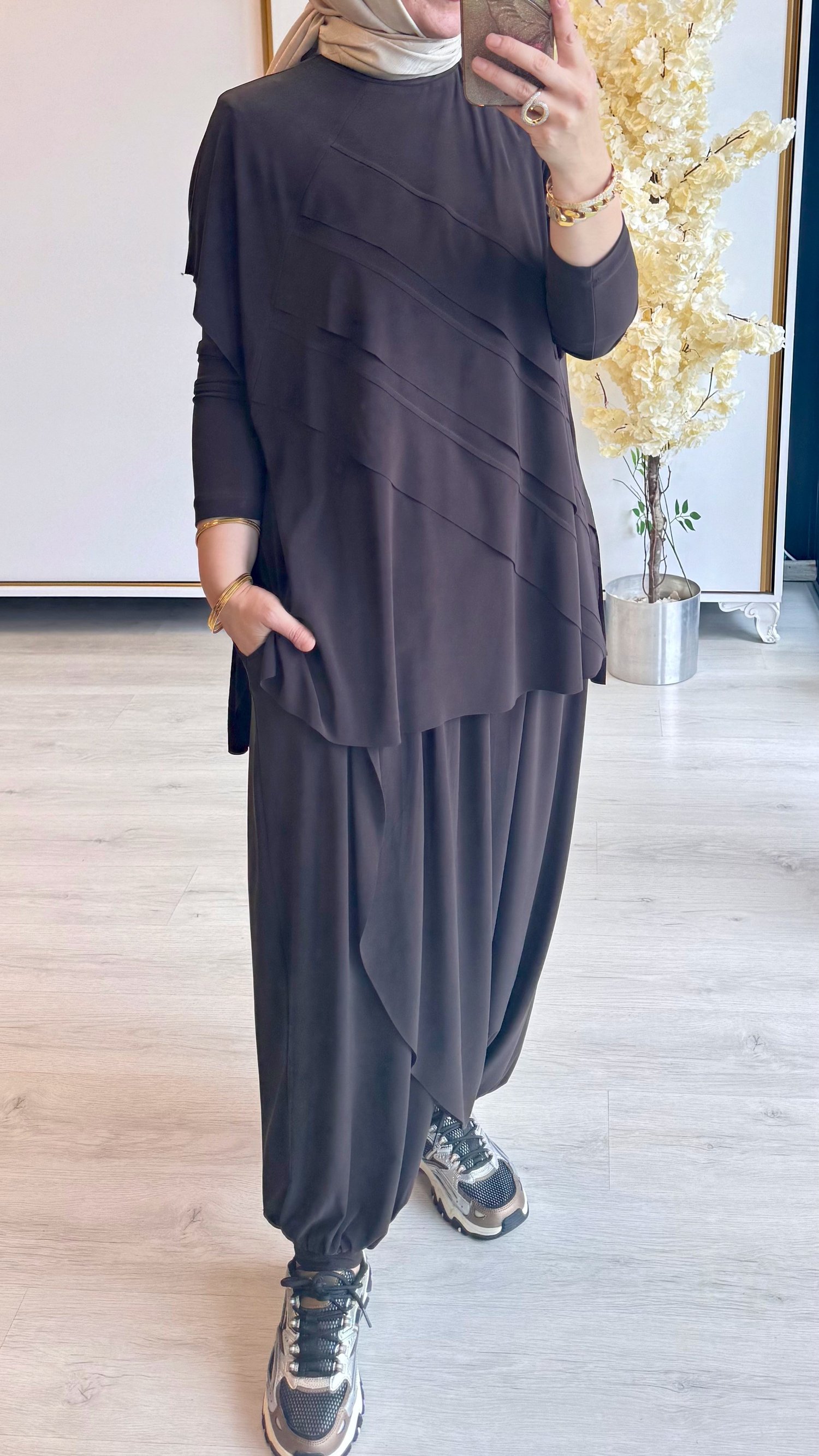 Nurcan Çetin - Şalvar Takım Kahverengi - 1408