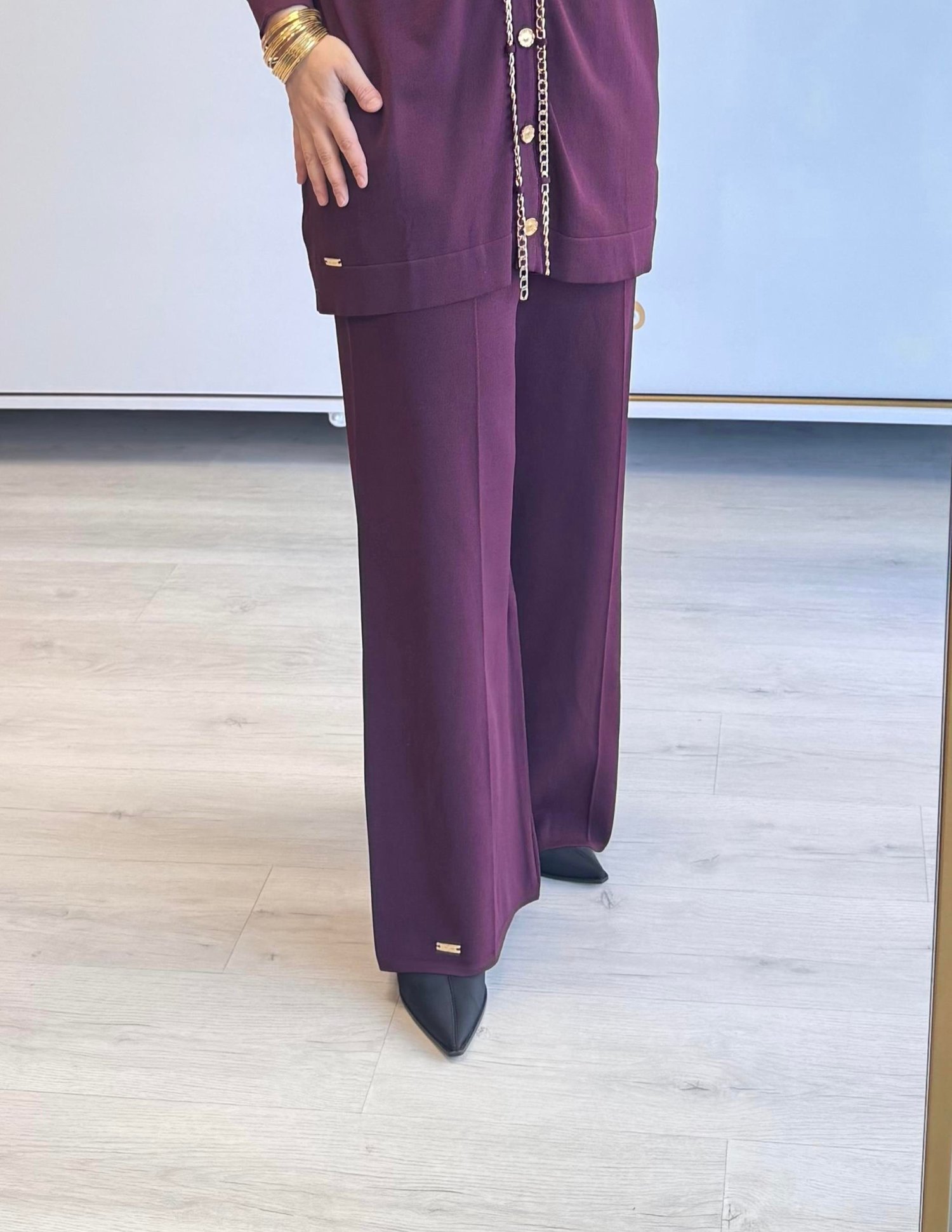 Taş Triko Pantolon Bordo