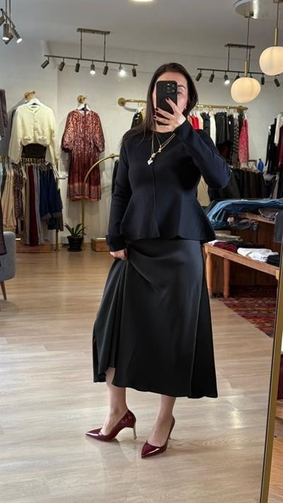 Bisiklet Yaka Triko Kazak Siyah