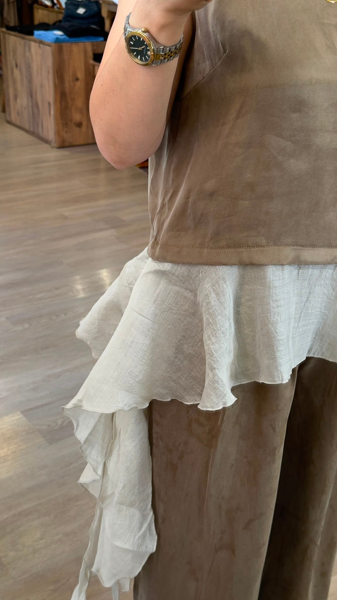 İpeksi Detaylı Bluz Pantolon Takım Yaş Yeşili Perry