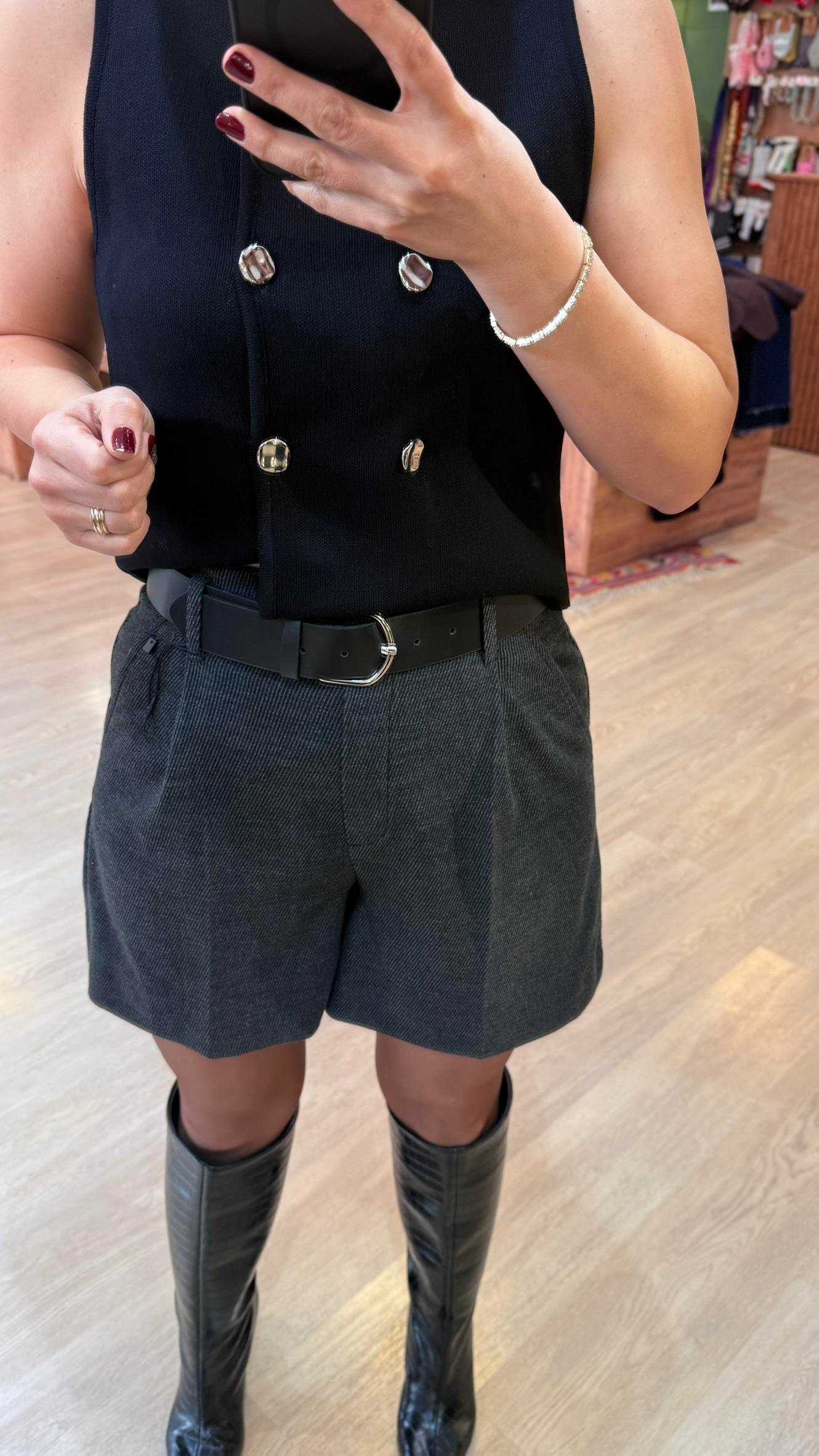 Kemerli Şort Ankrasit