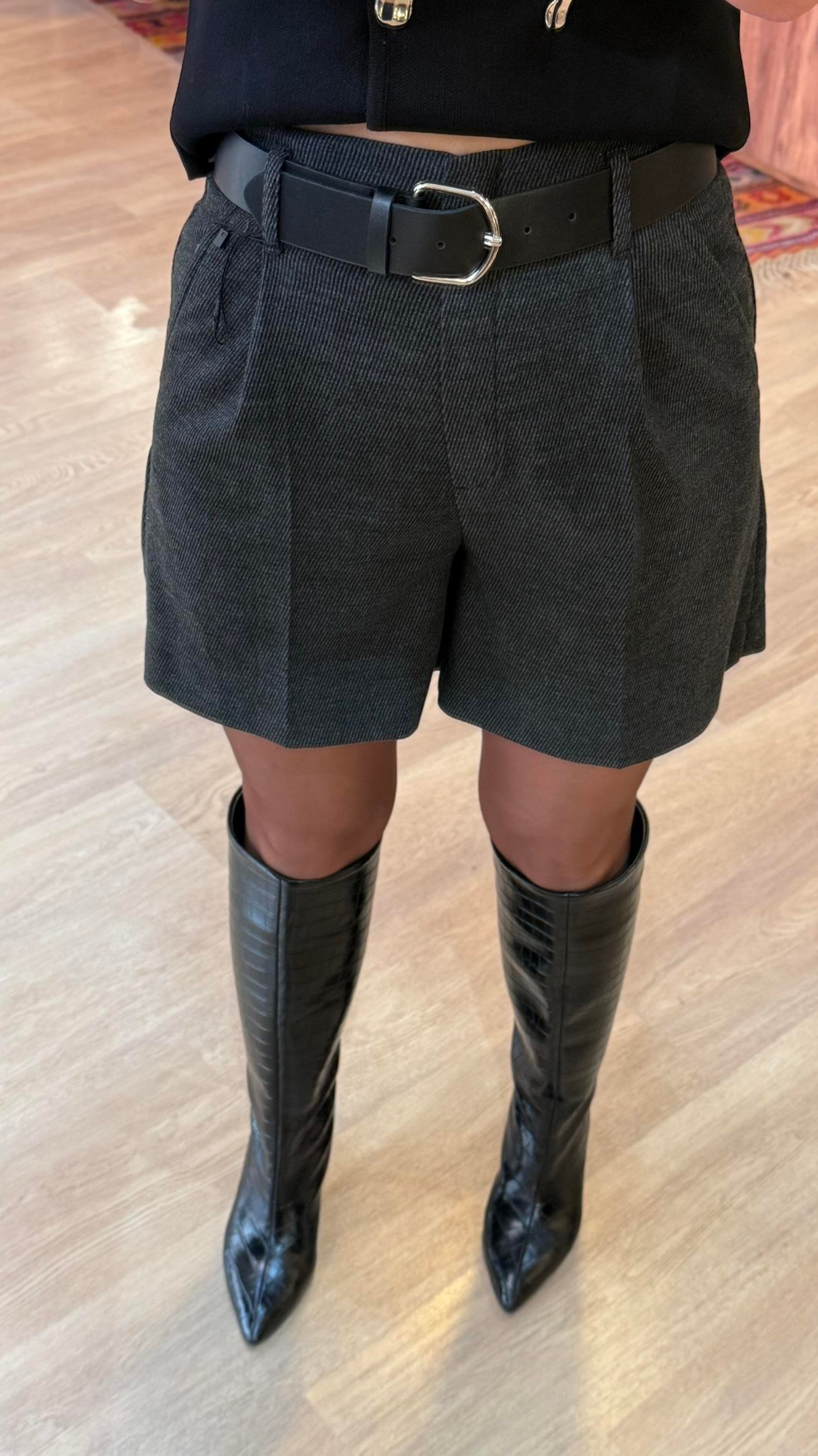 Kemerli Şort Ankrasit