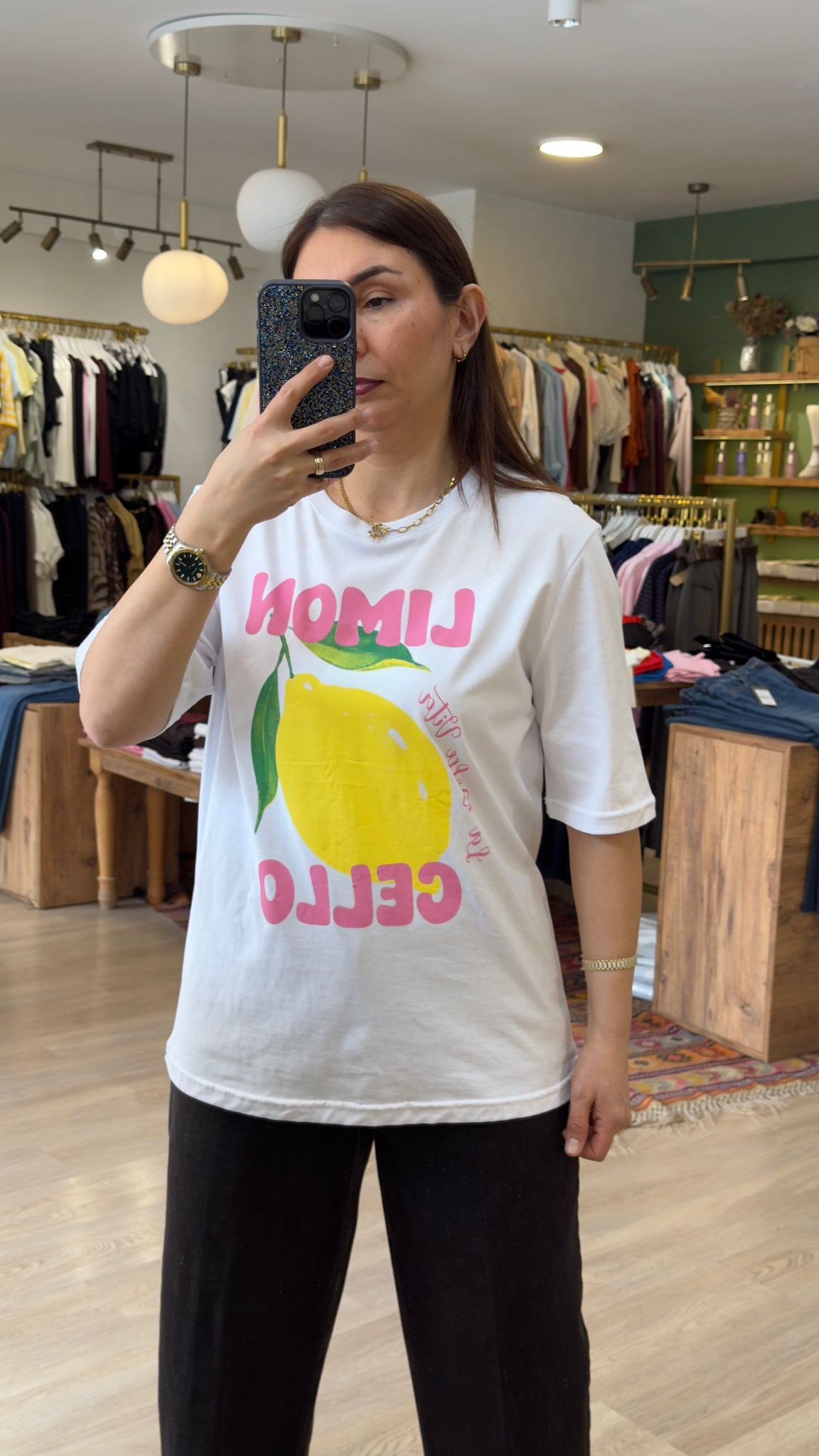 Limon Baskılı Tişört Beyaz