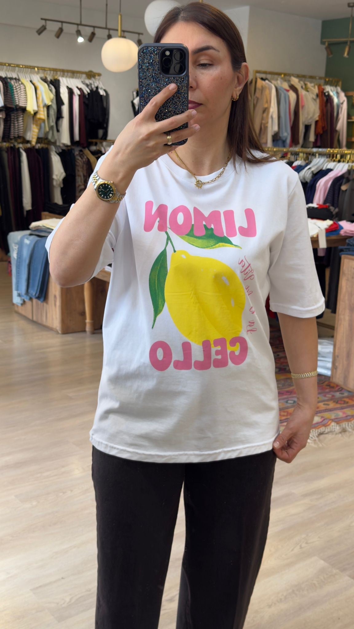 Limon Baskılı Tişört Beyaz