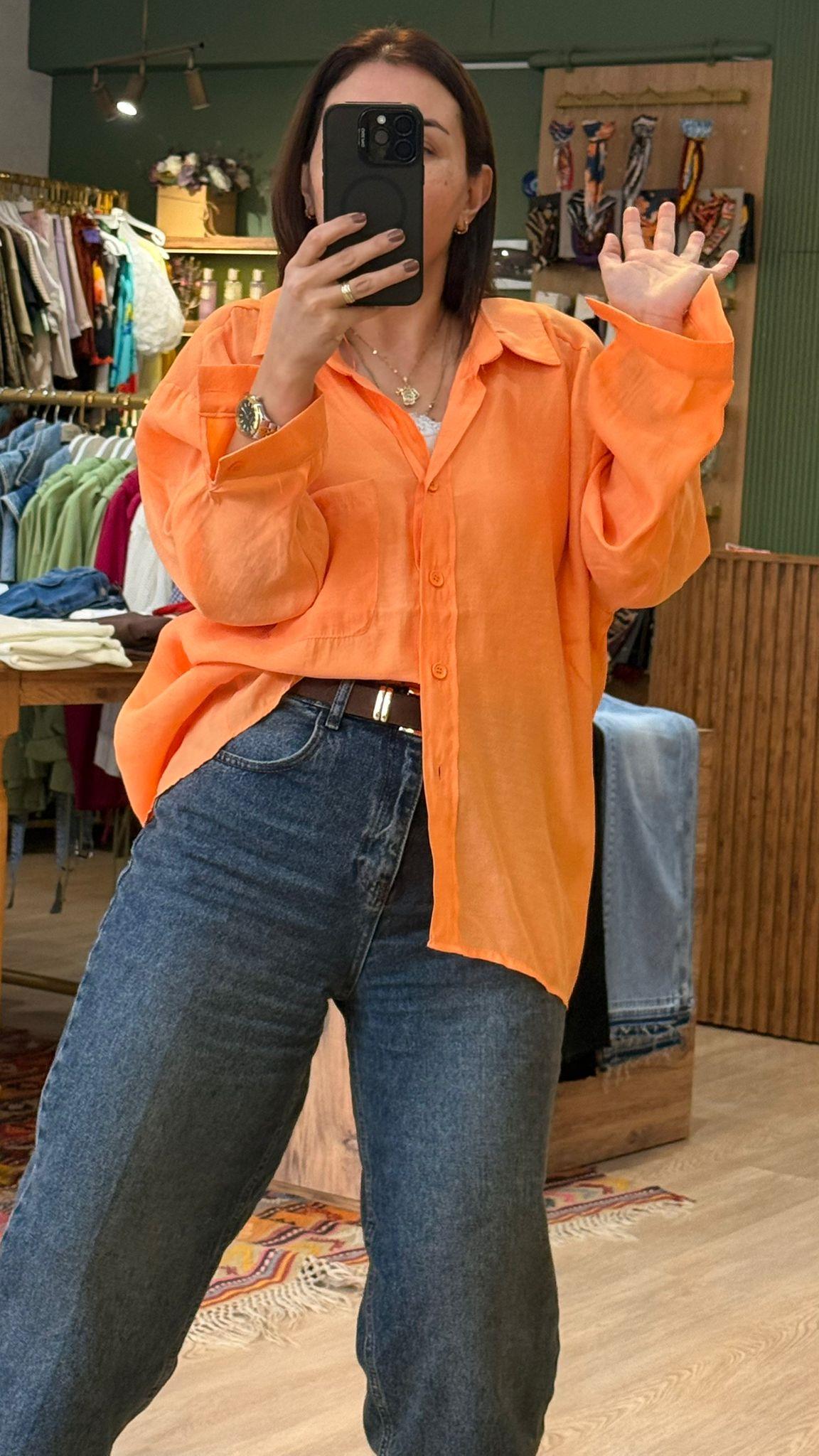 Oversize Gömlek Turuncu