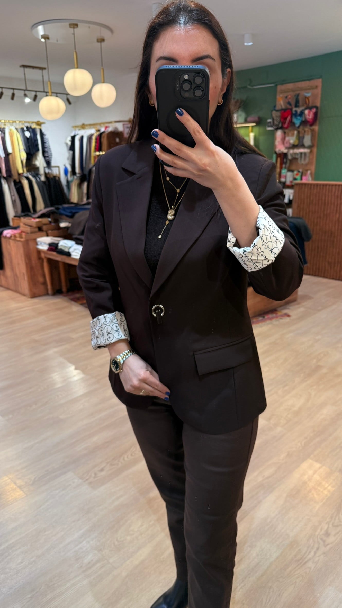 Tek Düğmeli Blazer Ceket Kahve