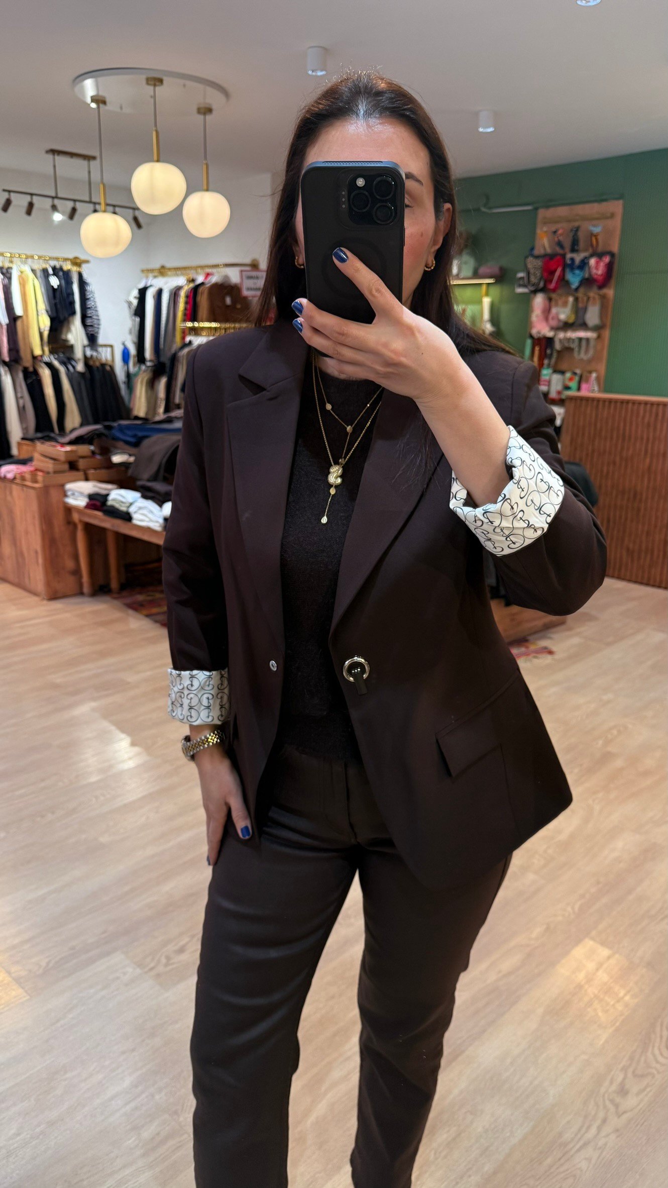 Tek Düğmeli Blazer Ceket Kahve