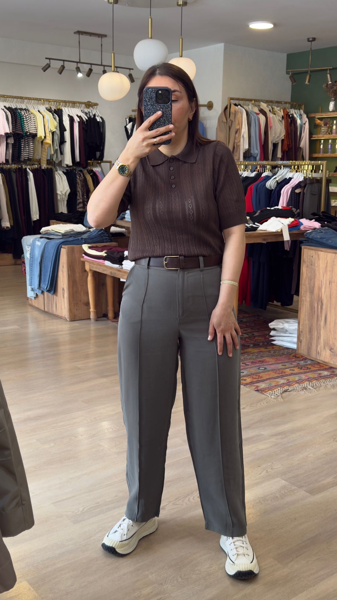Yumuşak Dokulu Kemerli Havuç Model Pantolon Haki