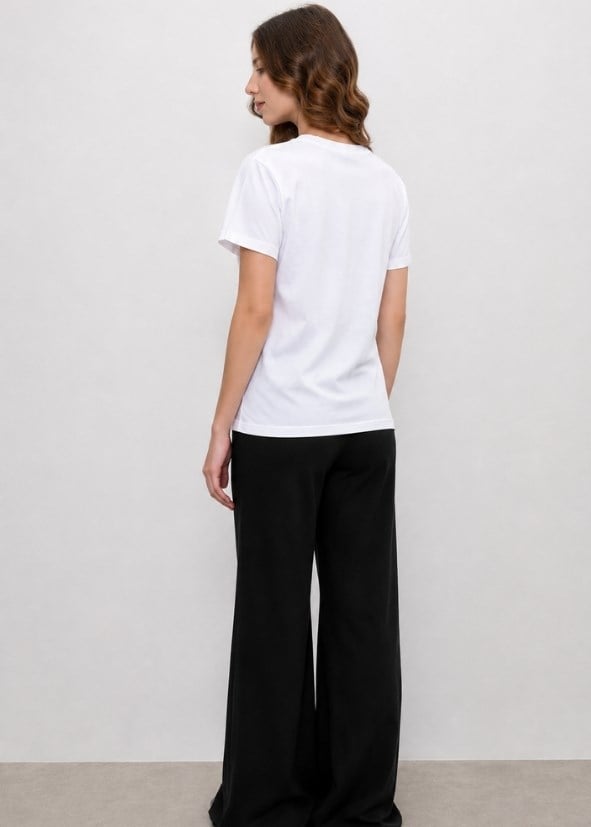 %100 Pamuk Bisiklet Yaka Oversize Kadın T-shirt