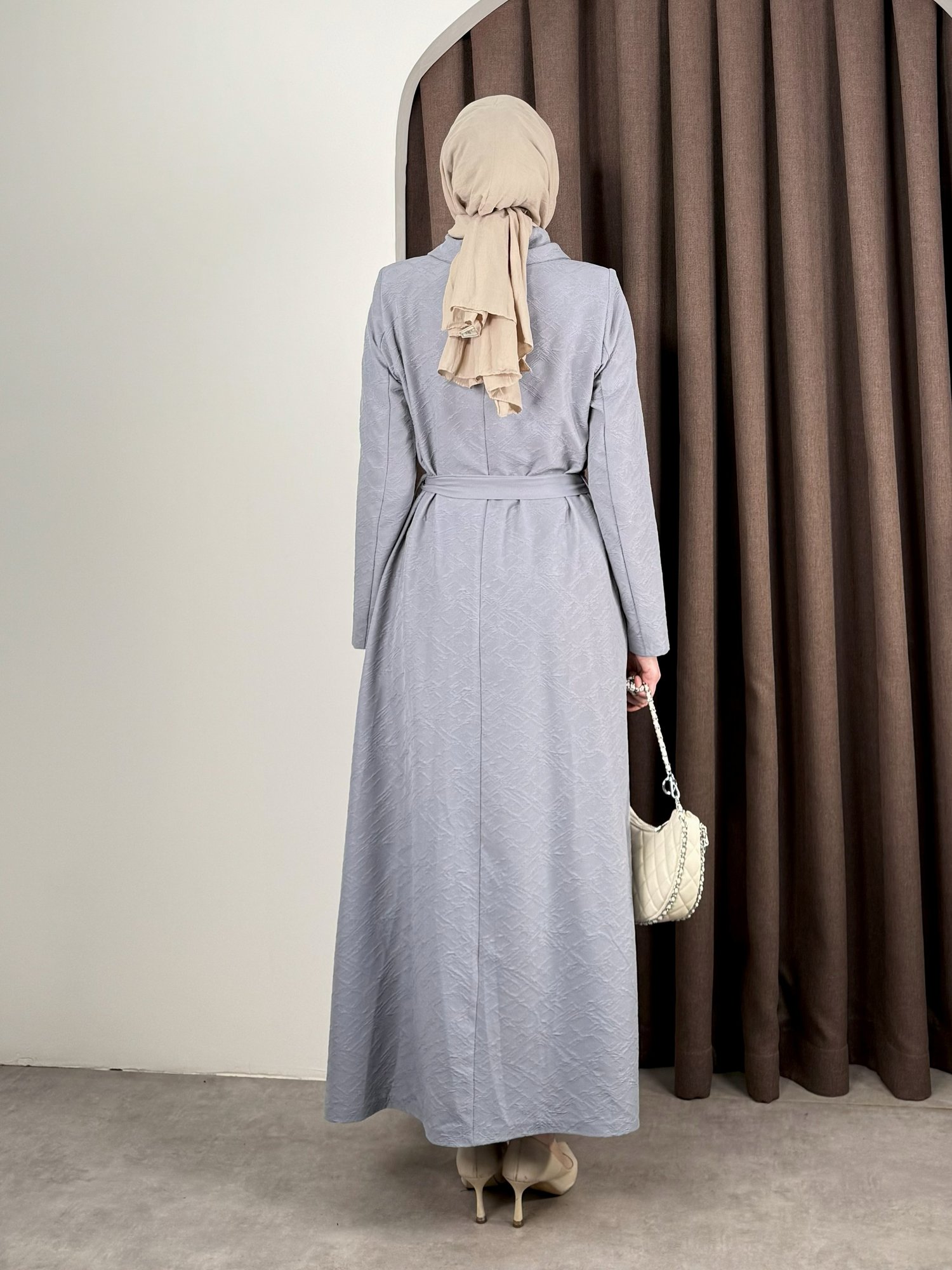 KABARTMALI TRENCH MAVİ