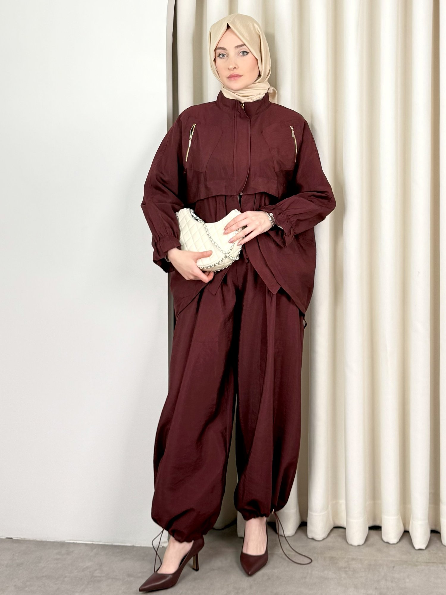 PARAŞÜT PANTOLON TAKIM BORDO