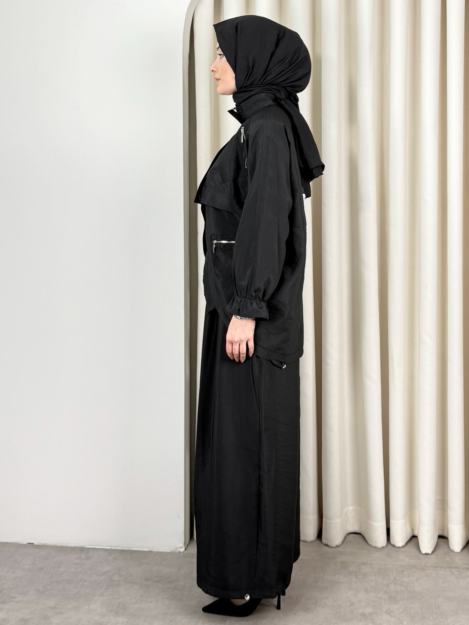 PARAŞÜT PANTOLON TAKIM SİYAH