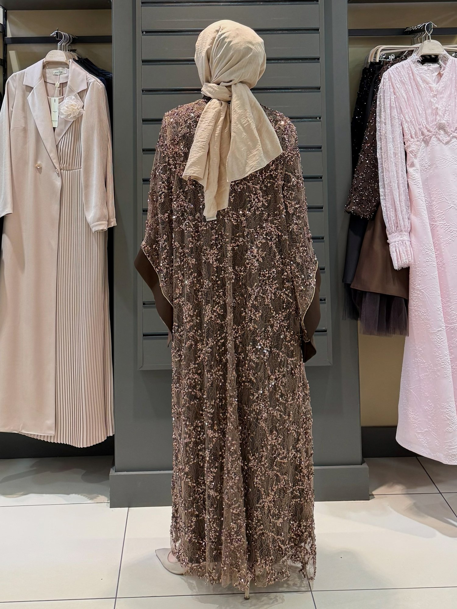 PAYET DETAY ABAYA KAHVE