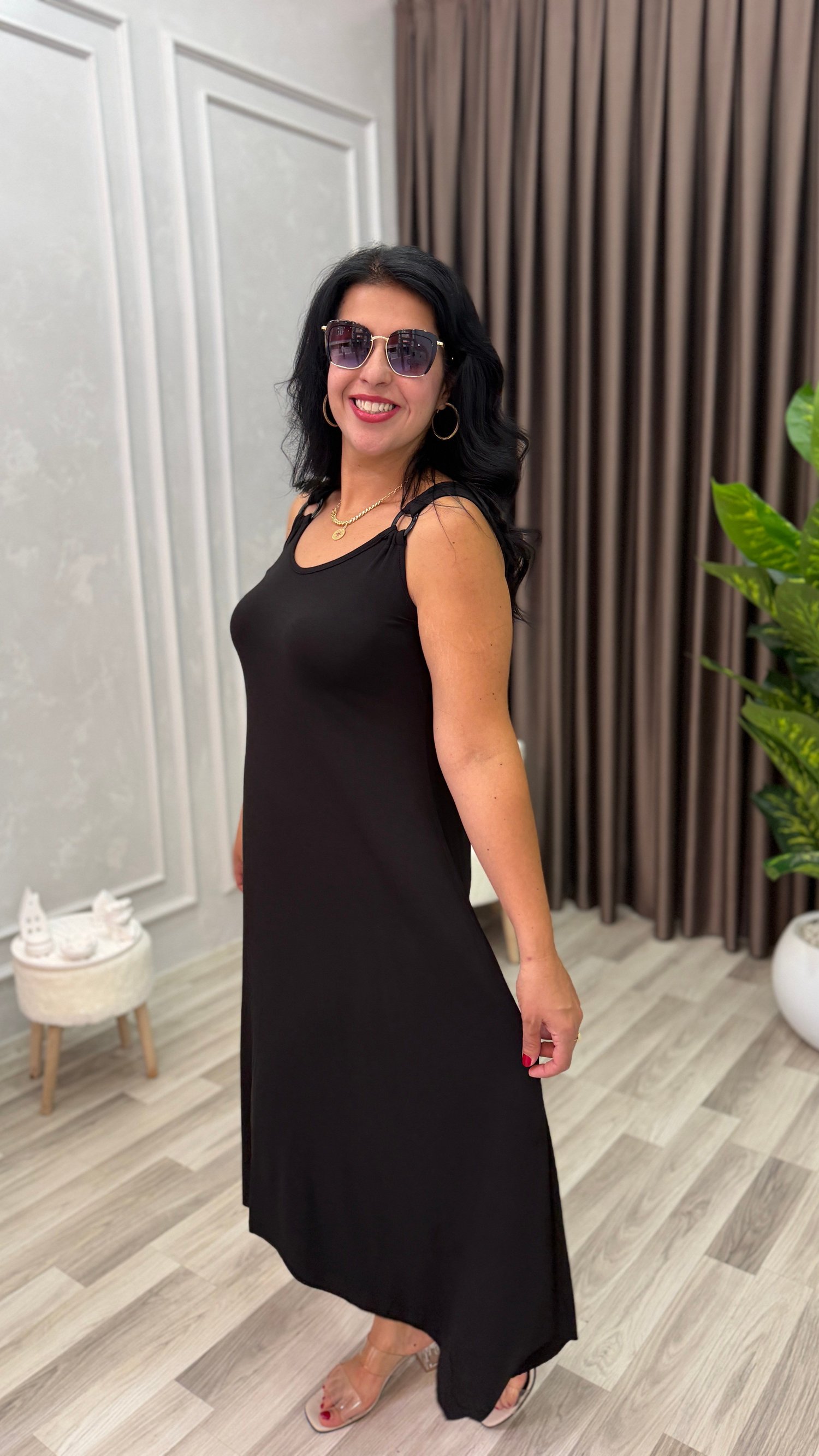 ARIA ASKILI ELBİSE SİYAH