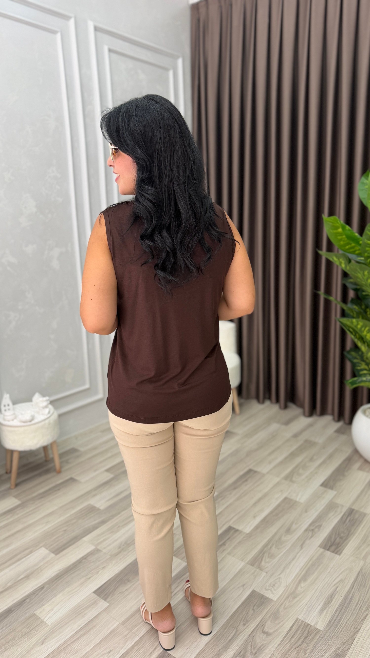 AURA PREMIUM TAŞLI ATLET KAHVERENGİ