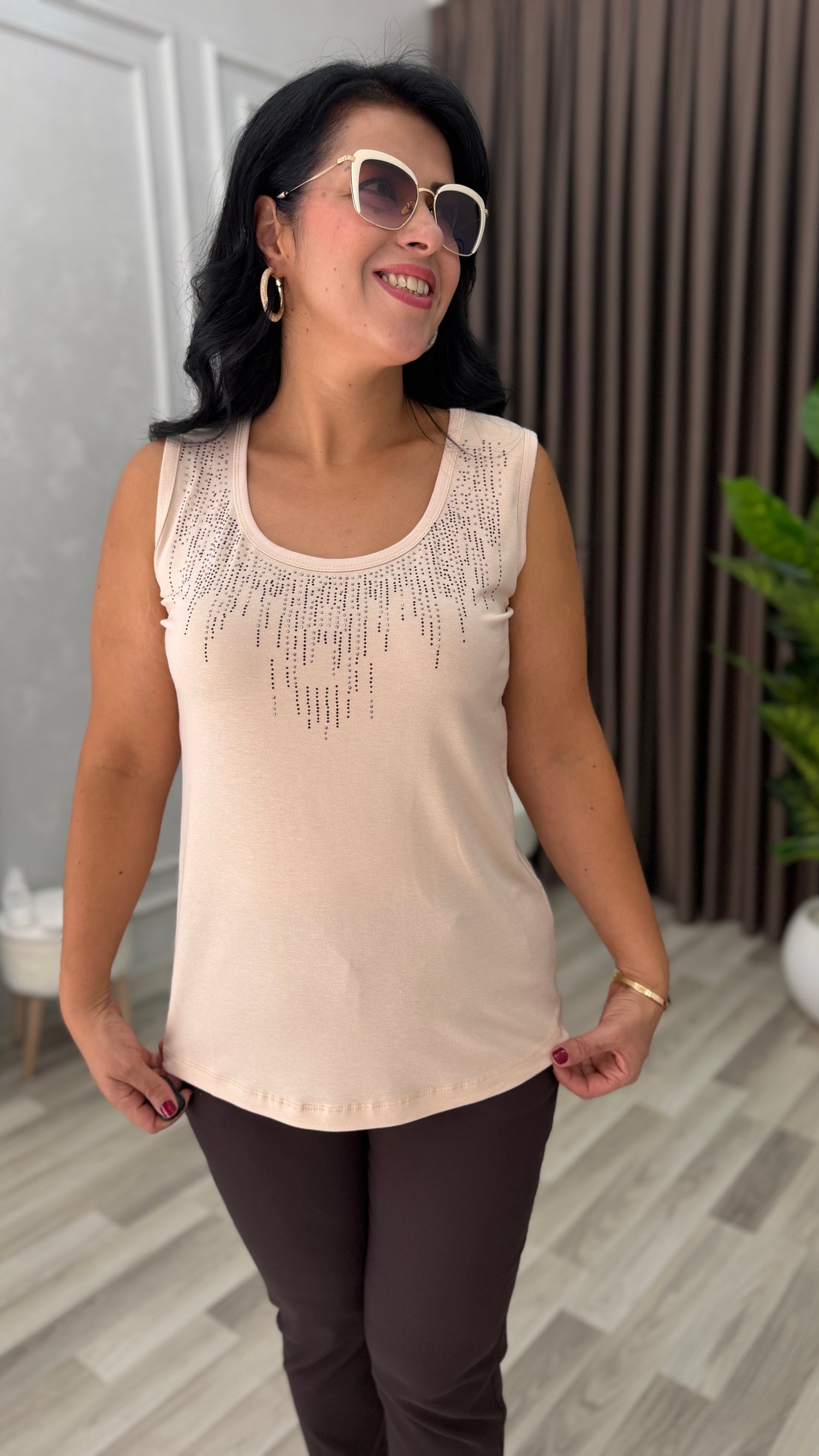 AURA PREMIUM TAŞLI ATLET KREM (BEJ)