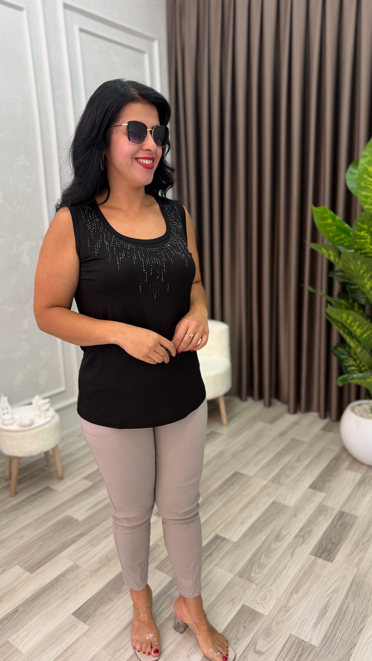 AURA PREMIUM TAŞLI ATLET SİYAH