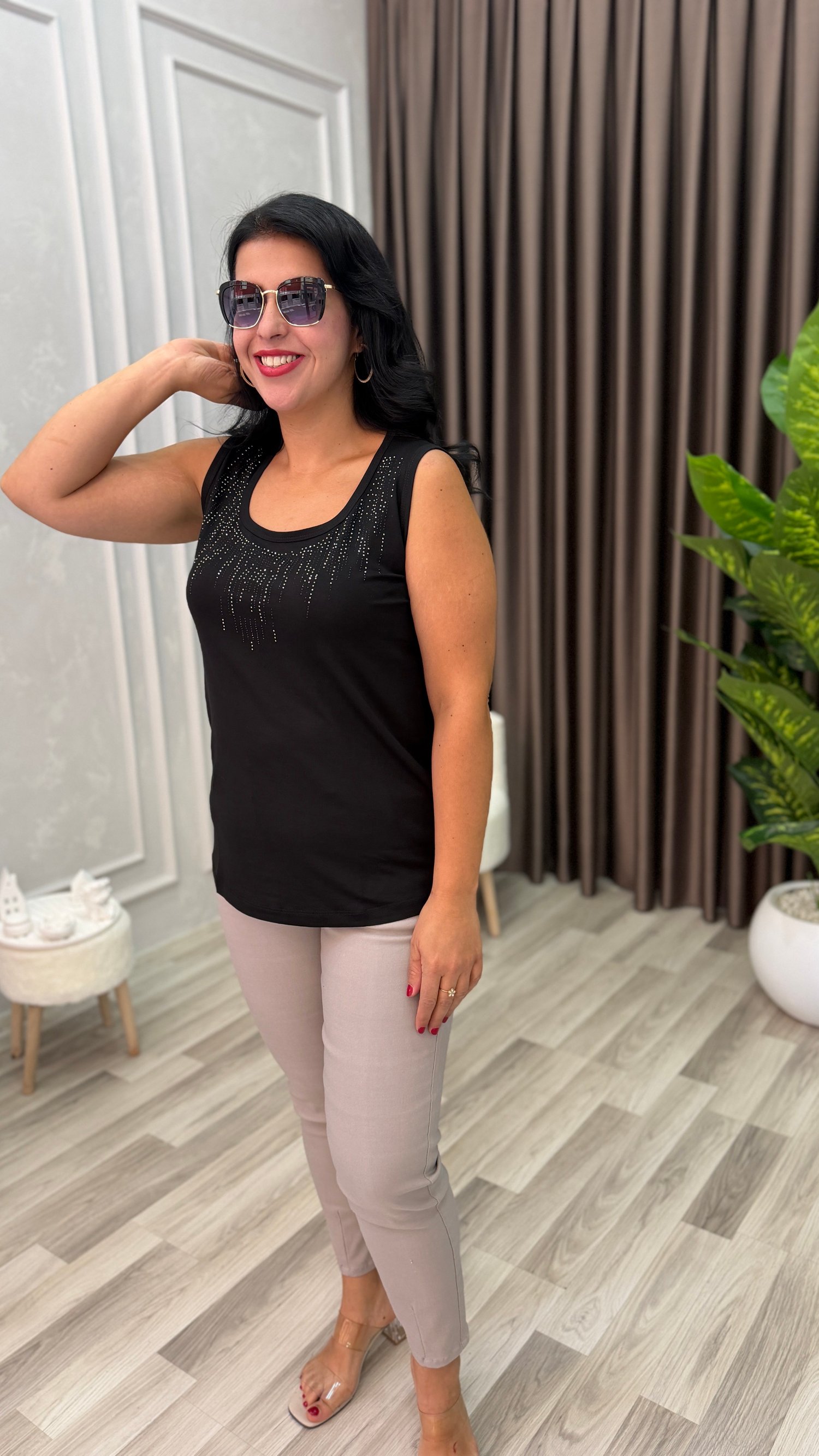 AURA PREMIUM TAŞLI ATLET SİYAH