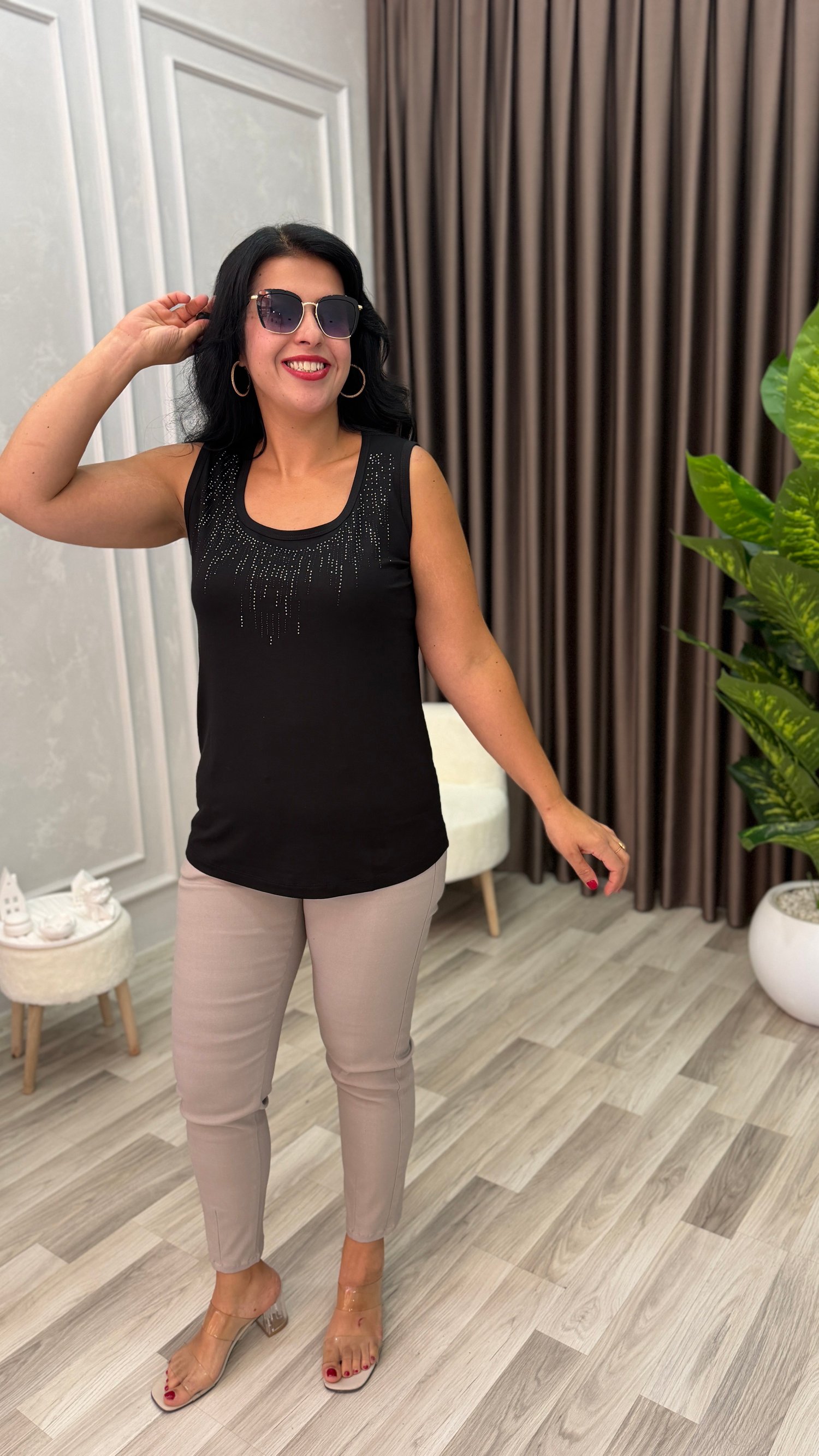 AURA PREMIUM TAŞLI ATLET SİYAH