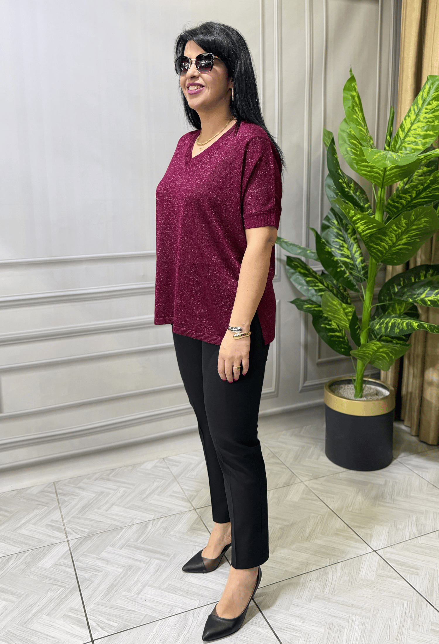 COMFORT SHINE MERSERİZE TRİKO BLUZ BORDO