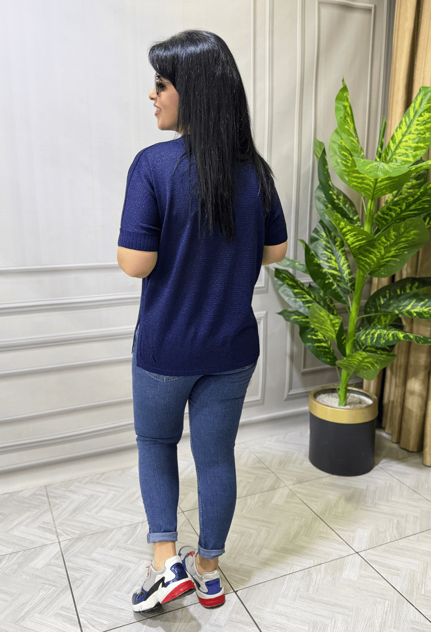 COMFORT SHINE MERSERİZE TRİKO BLUZ LACİVERT