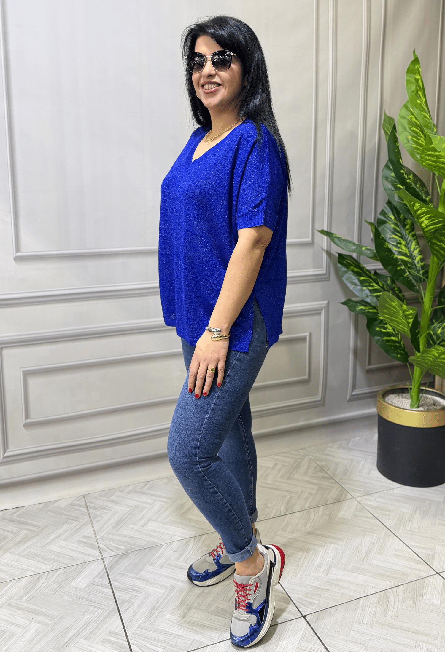 COMFORT SHINE MERSERİZE TRİKO BLUZ SAKS MAVİ