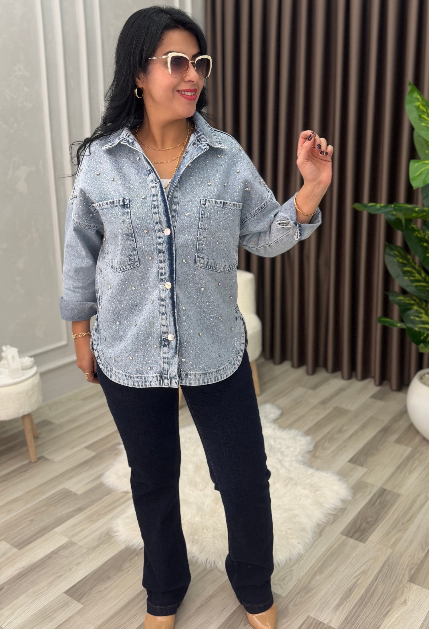 Crystal Touch Denim Ceket Mavi 