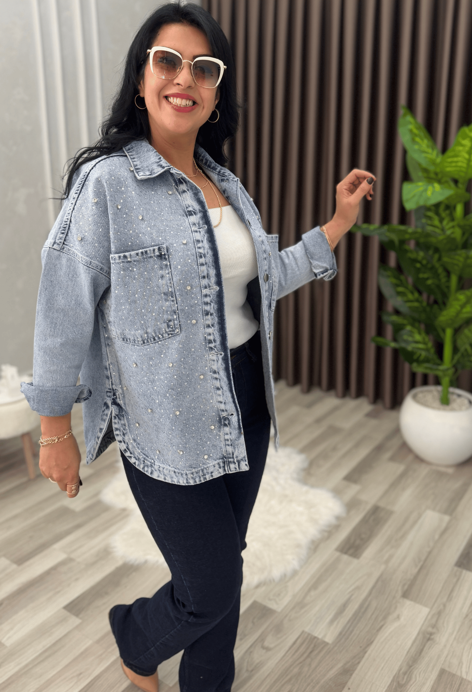 Crystal Touch Denim Ceket Mavi 
