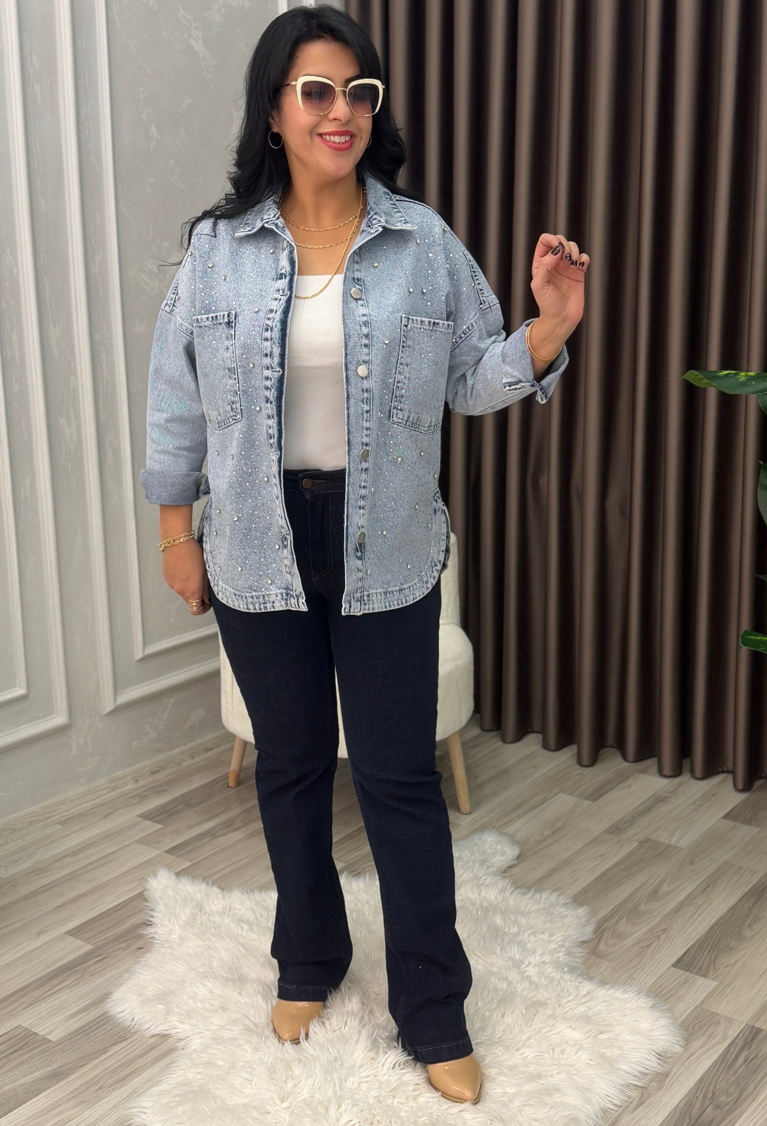 Crystal Touch Denim Ceket Mavi 