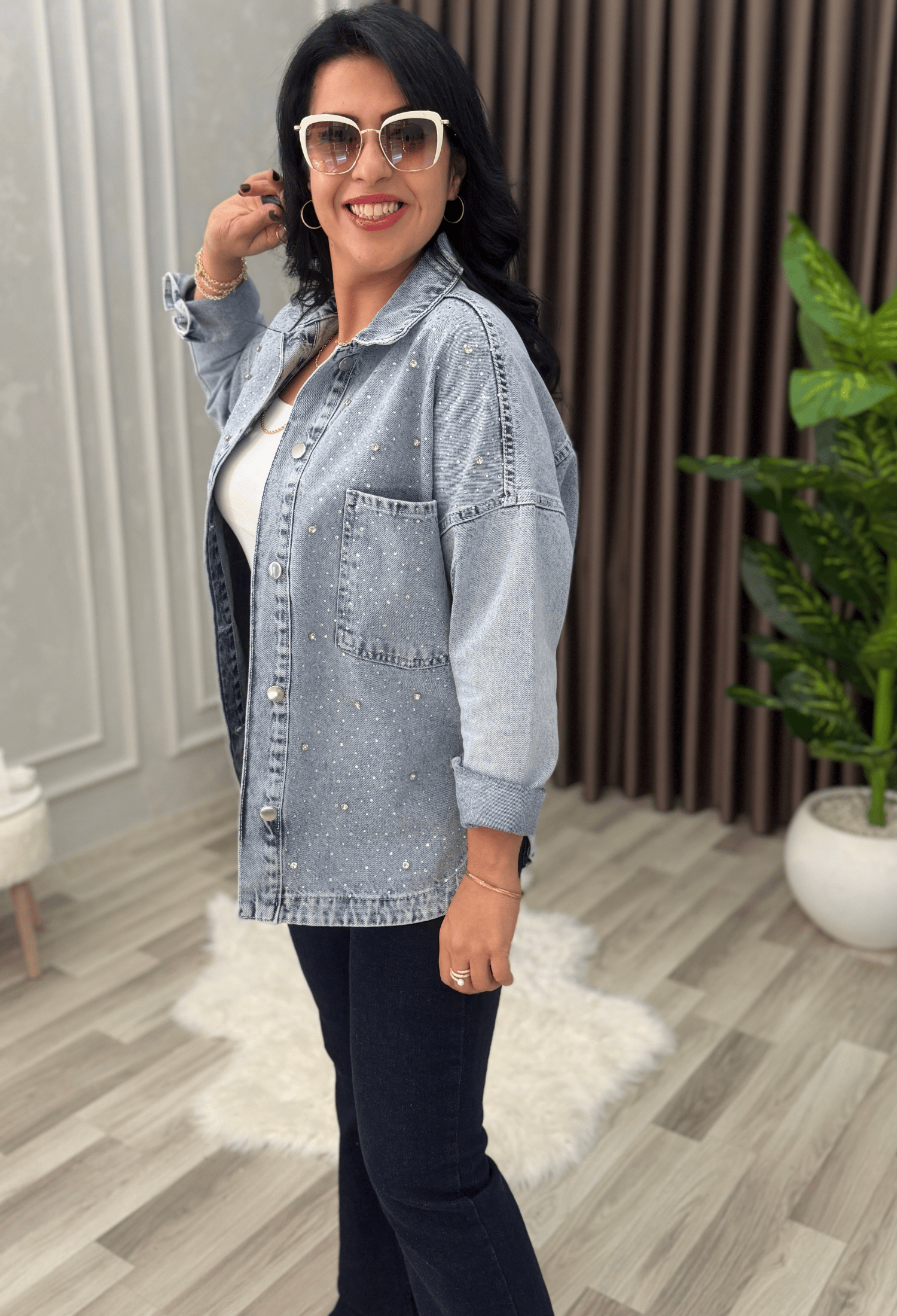 Crystal Touch Denim Ceket Mavi 