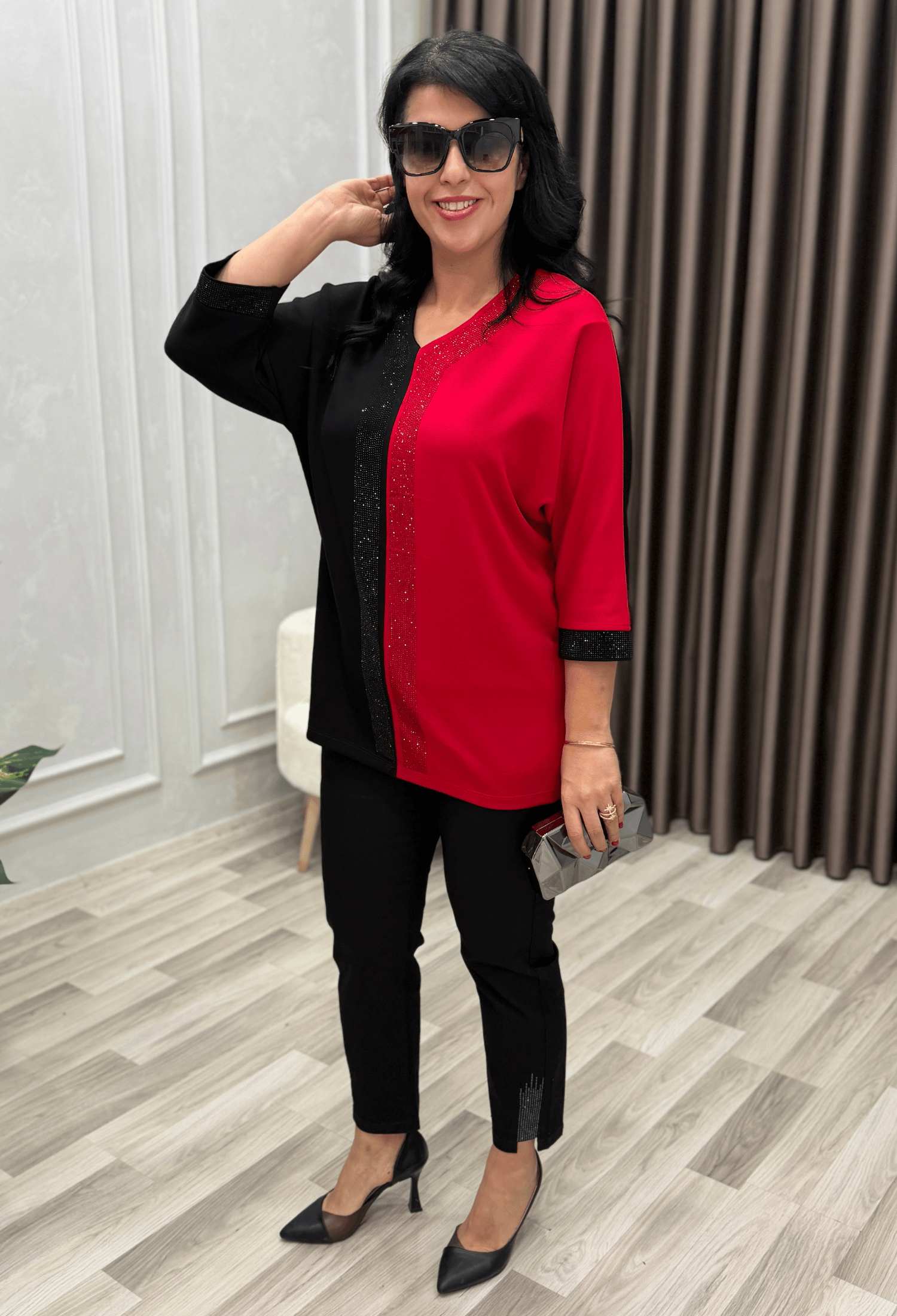 Daily Luxe Sweat Siyah Kırmızı