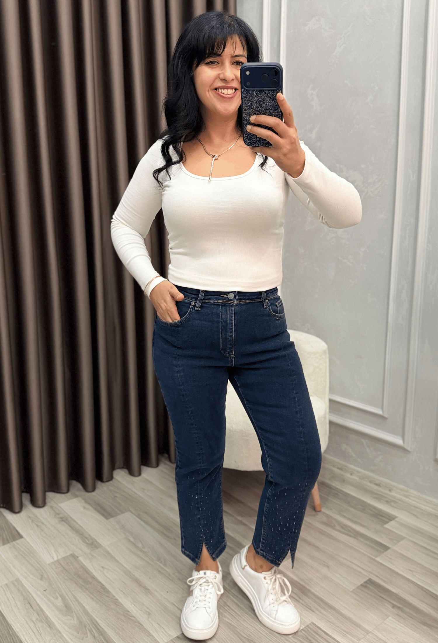 DIAMOND TOCH DENIM YIRTMAÇ PAÇA LACİVERT