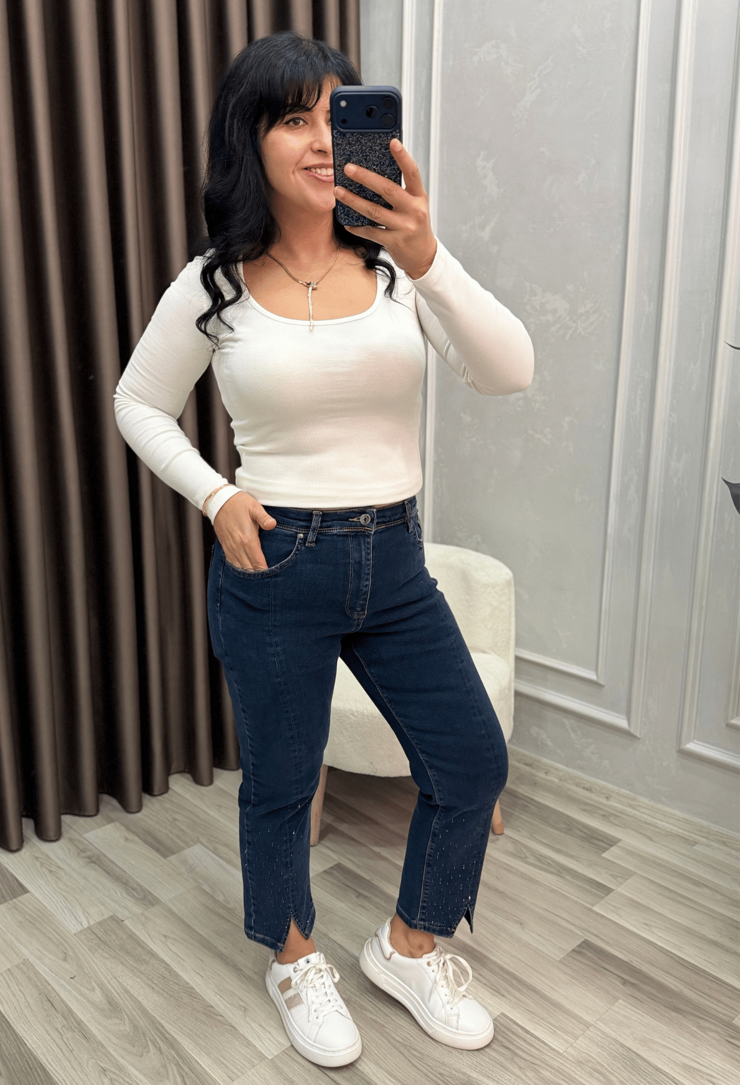 DIAMOND TOCH DENIM YIRTMAÇ PAÇA LACİVERT