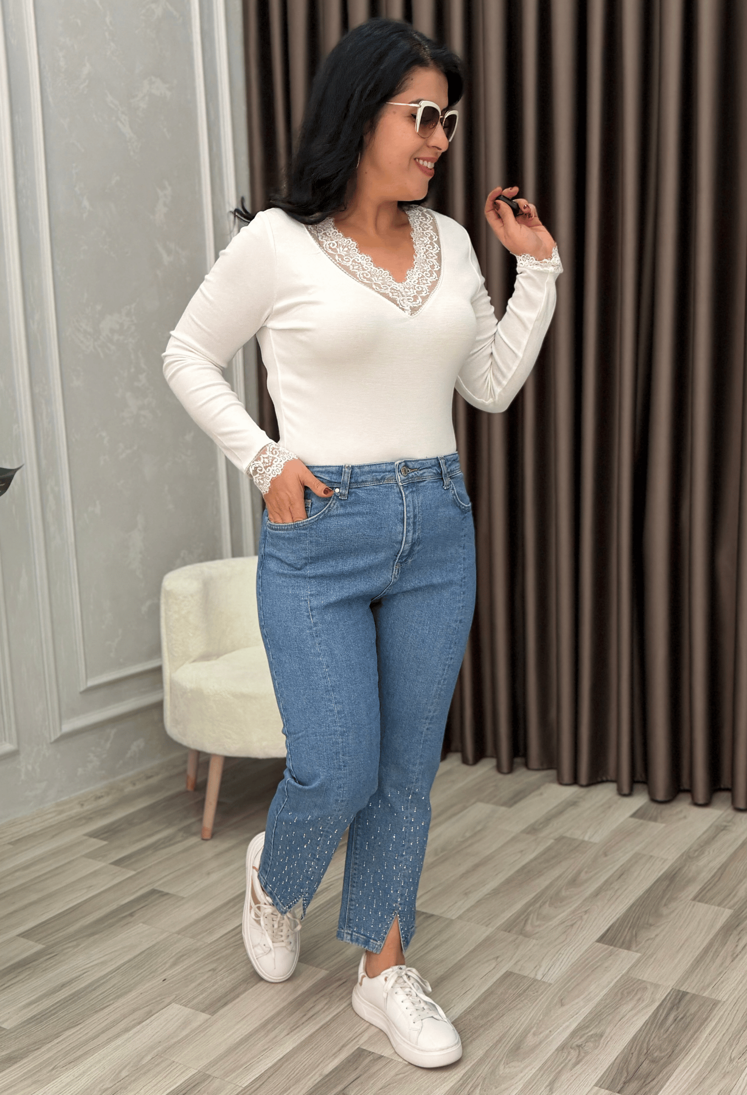 DIAMOND TOCH DENIM YIRTMAÇ PAÇA ORTA MAVİ