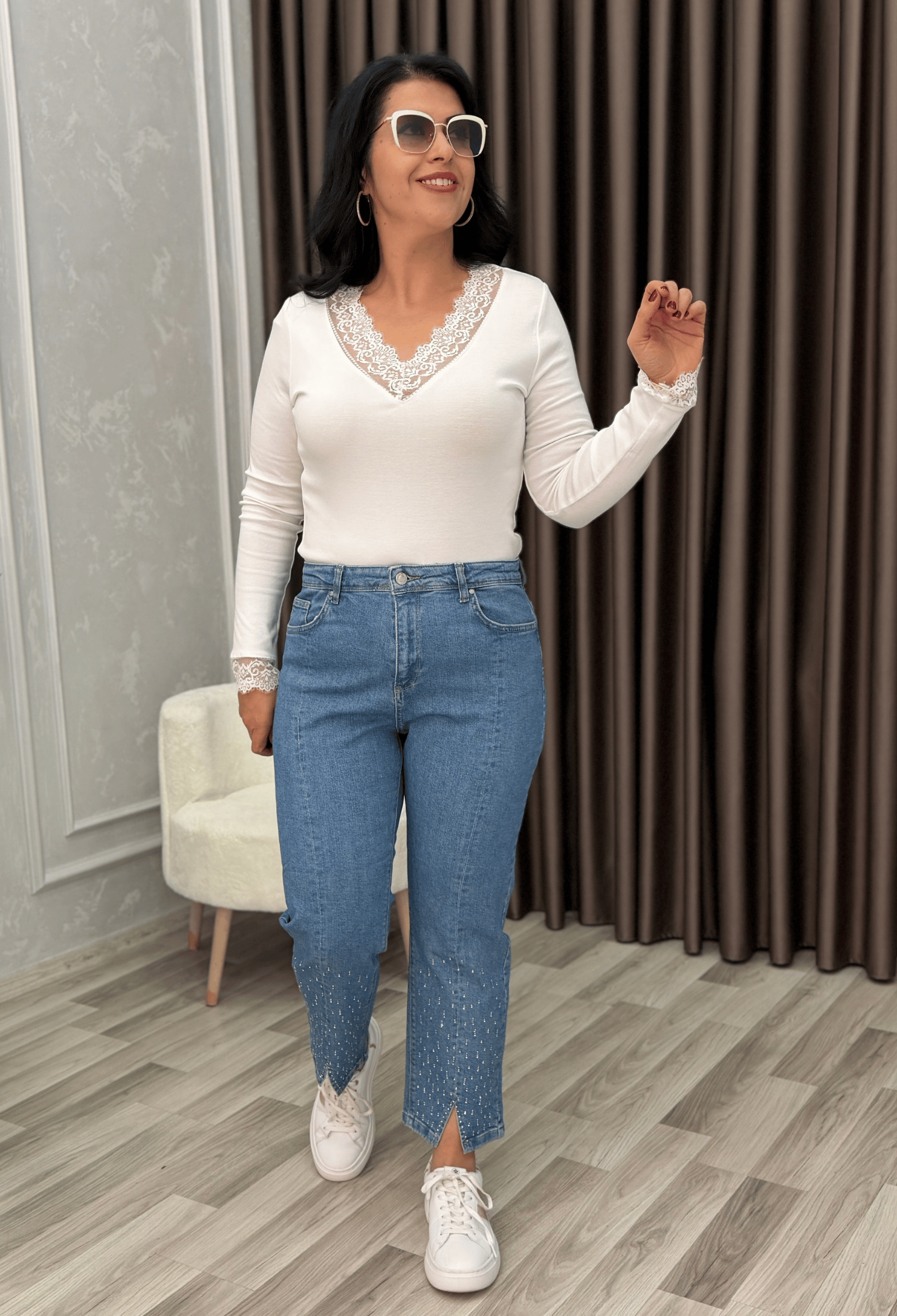 DIAMOND TOCH DENIM YIRTMAÇ PAÇA ORTA MAVİ