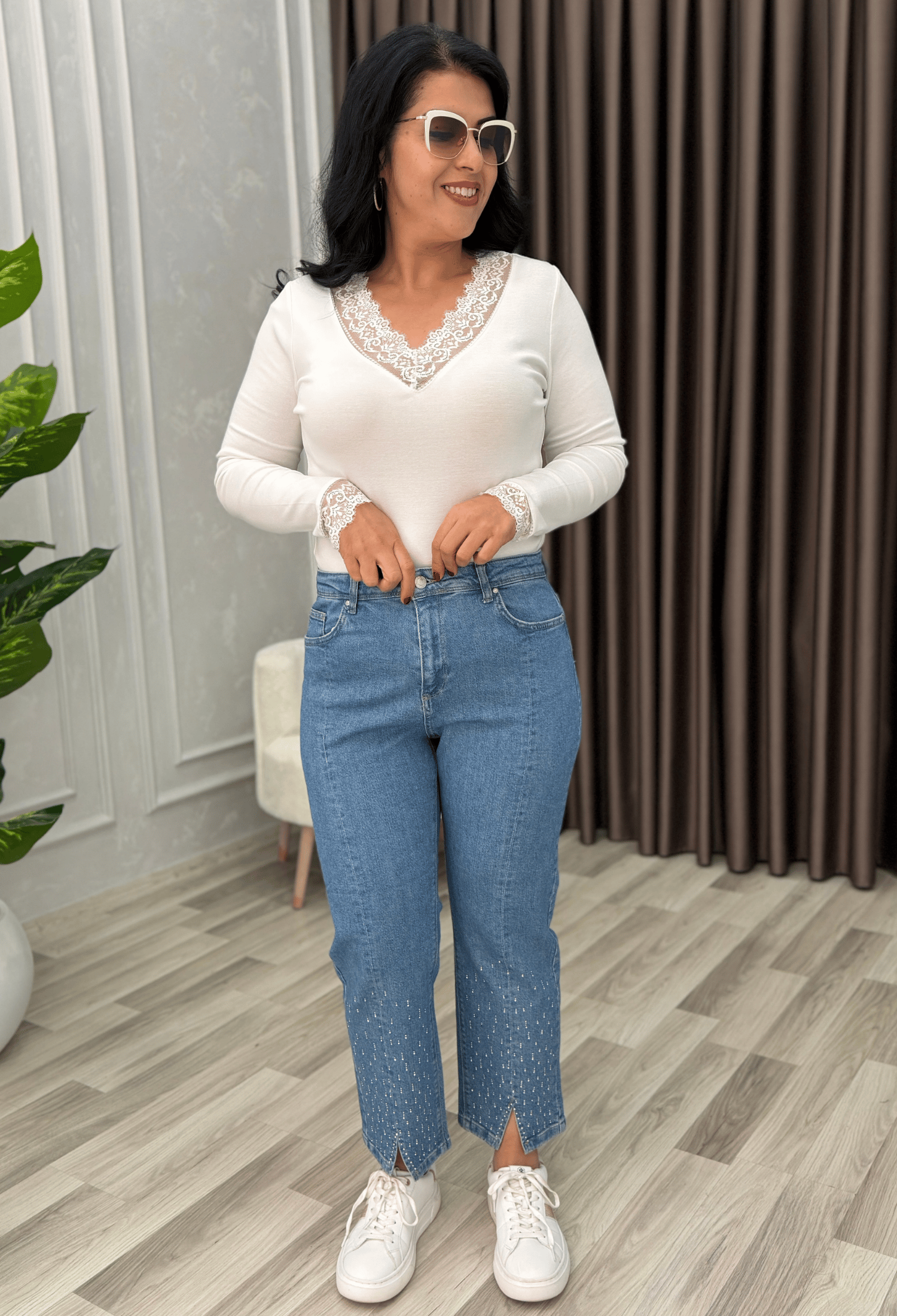 DIAMOND TOCH DENIM YIRTMAÇ PAÇA ORTA MAVİ