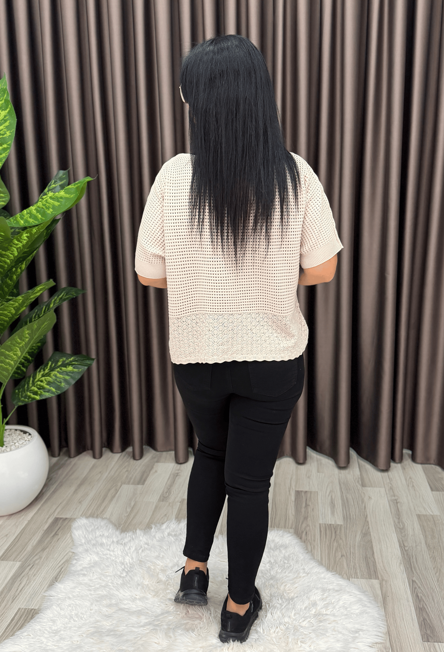 DORA AJURLU TRİKO BLUZ BEJ 