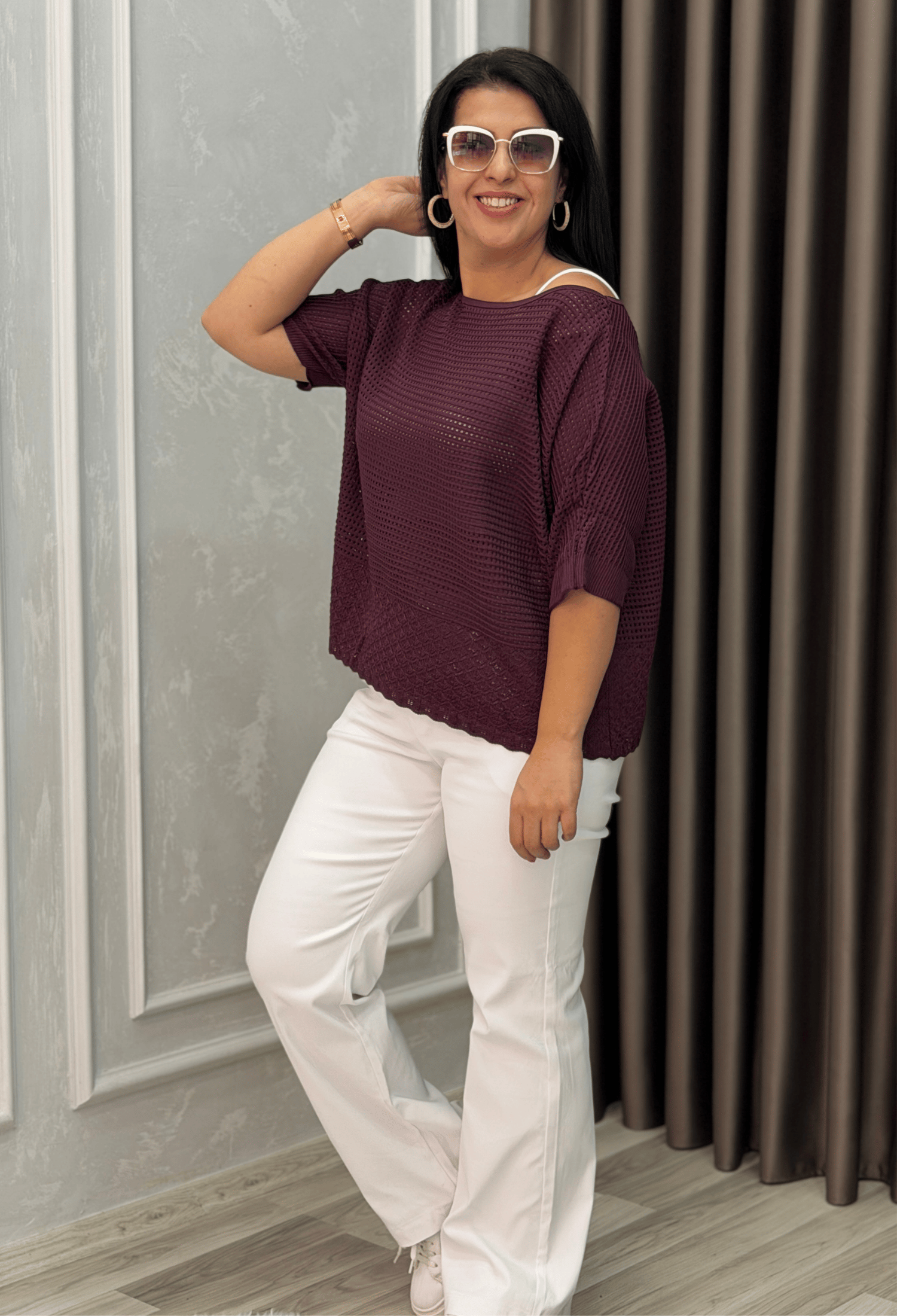 DORA AJURLU TRİKO BLUZ MÜRDÜM