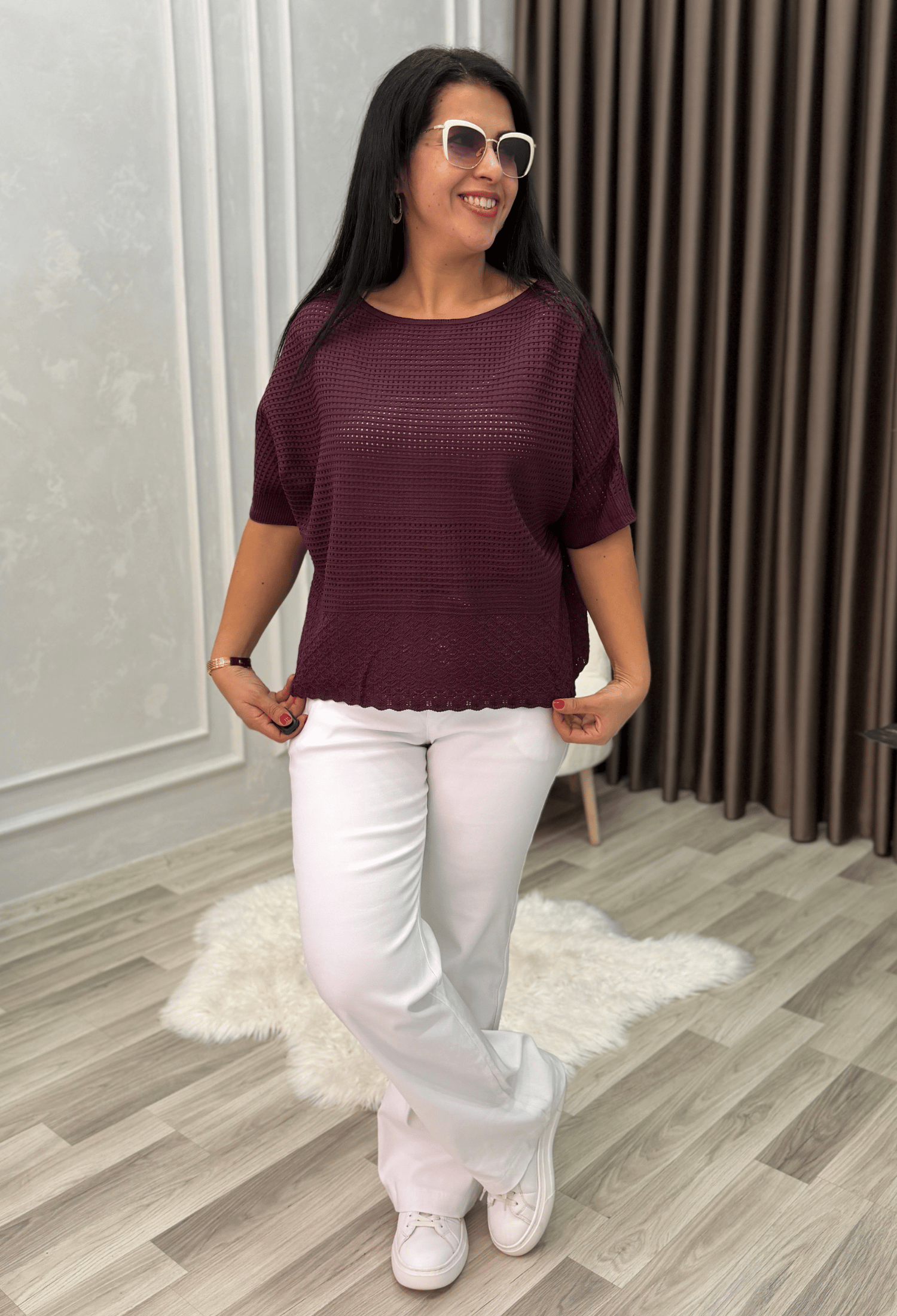 DORA AJURLU TRİKO BLUZ MÜRDÜM