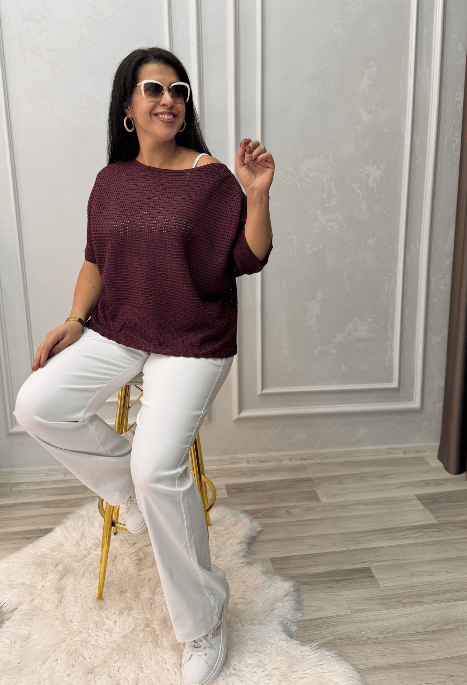 DORA AJURLU TRİKO BLUZ MÜRDÜM