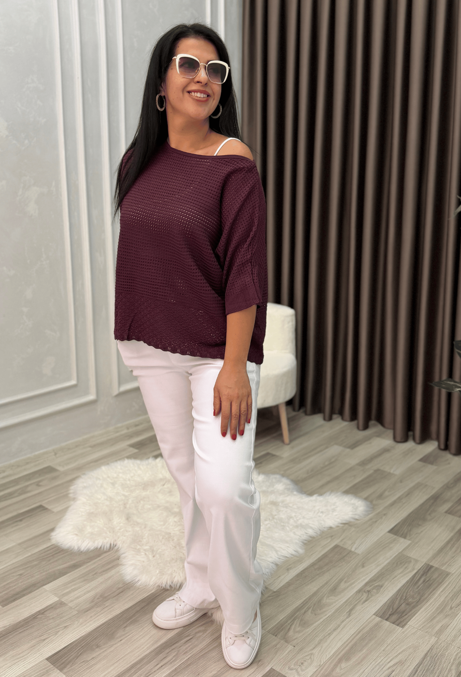 DORA AJURLU TRİKO BLUZ MÜRDÜM