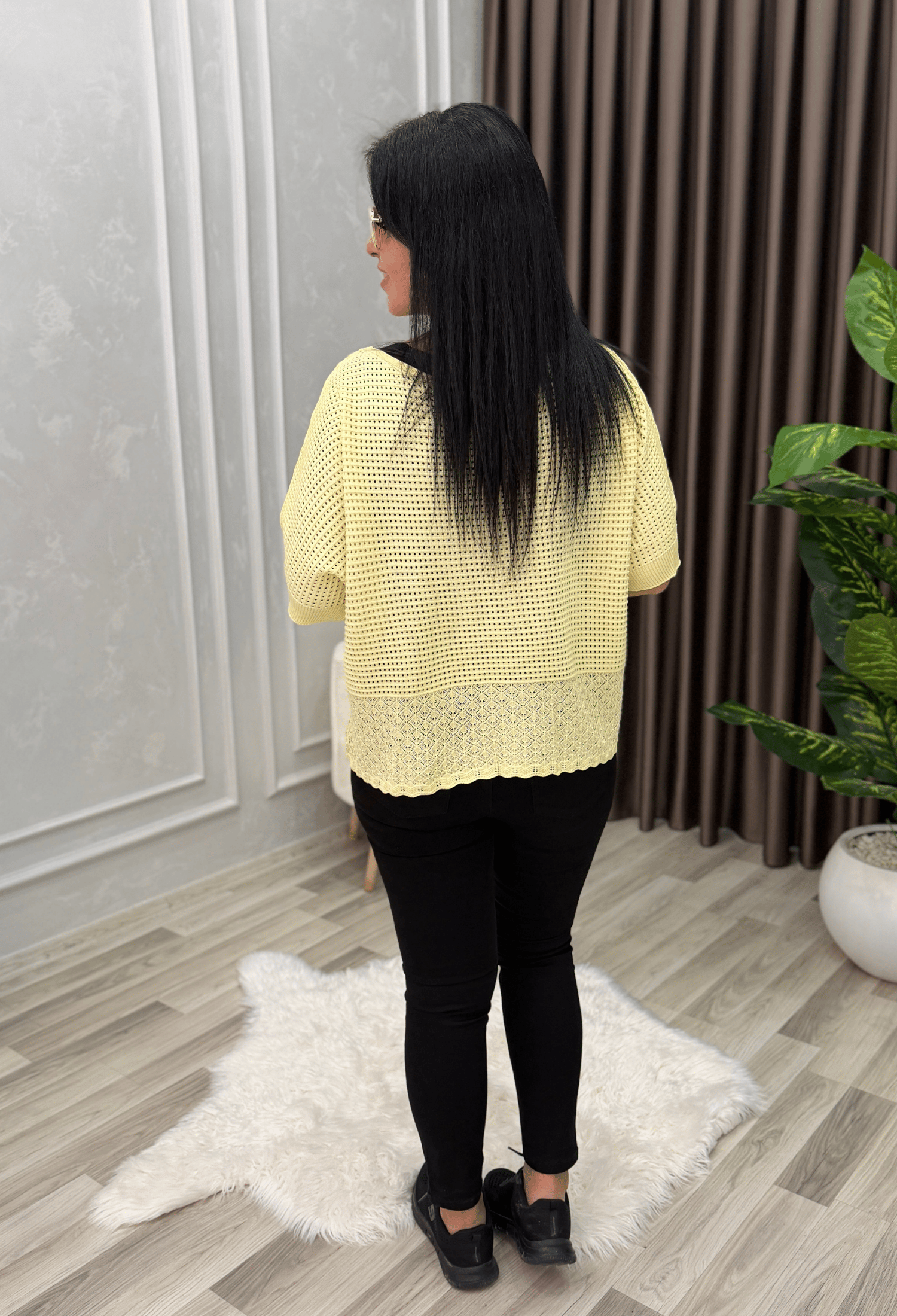 DORA AJURLU TRİKO BLUZ SARI